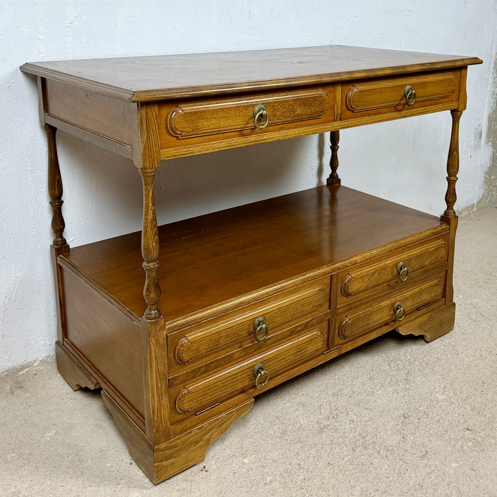 Spanish Sideboard With Shelves And Six Drawers, 1980s photo Furniture