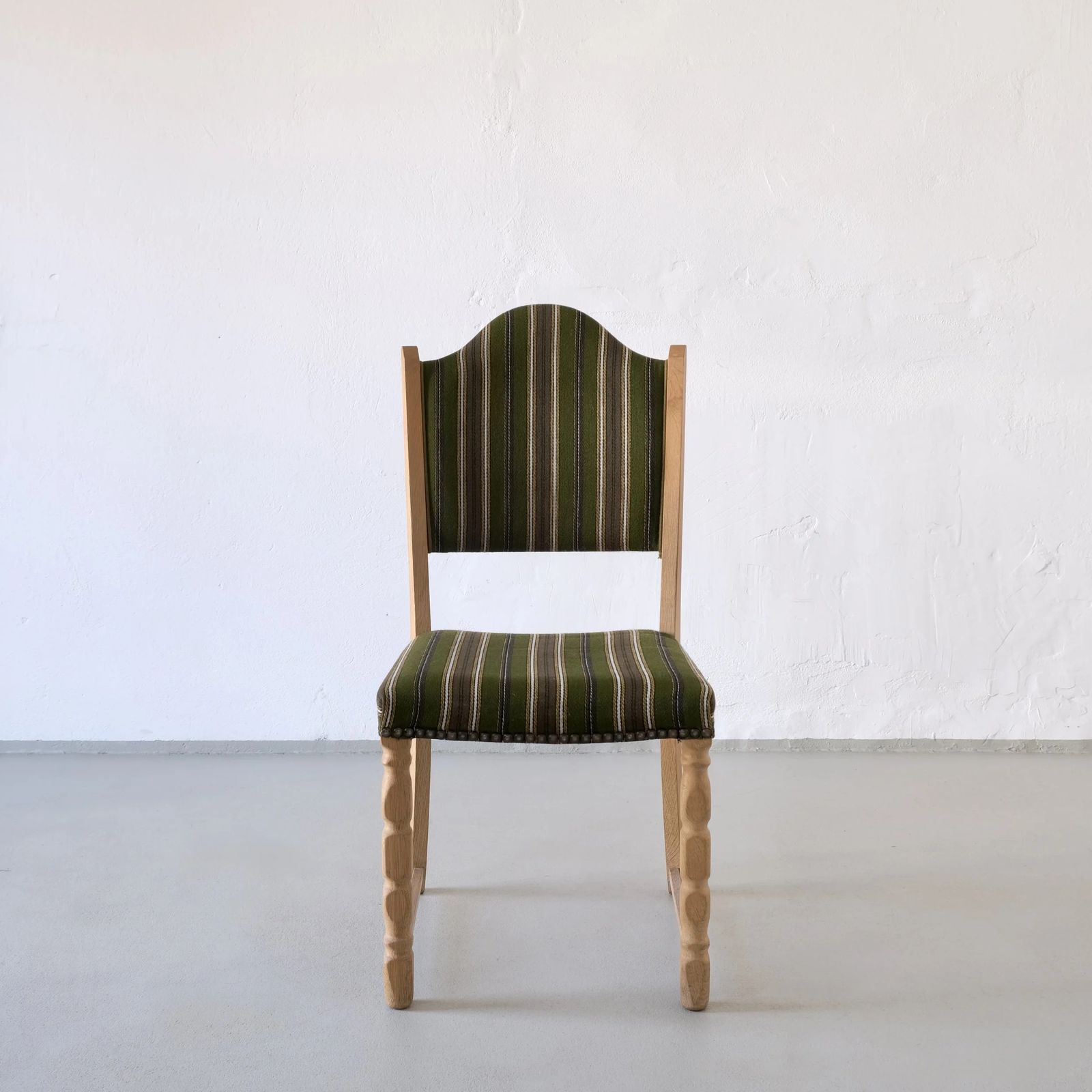 Henning Kjaernulf Carved Oak Dining Chairs | Set Of 6| Denmark | 1950s photo for sale