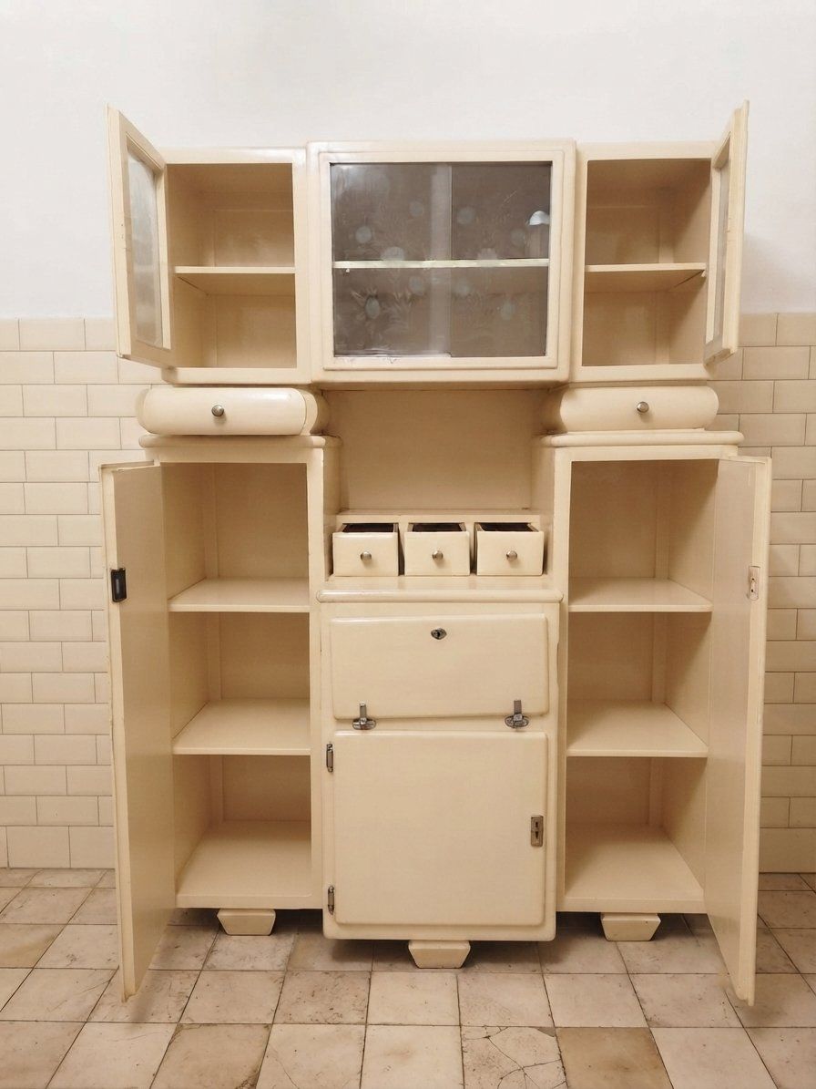 Mid-Century Modern Keukenkast en Dressoir, Gebroken Wit, jaren 1940 photo for sale