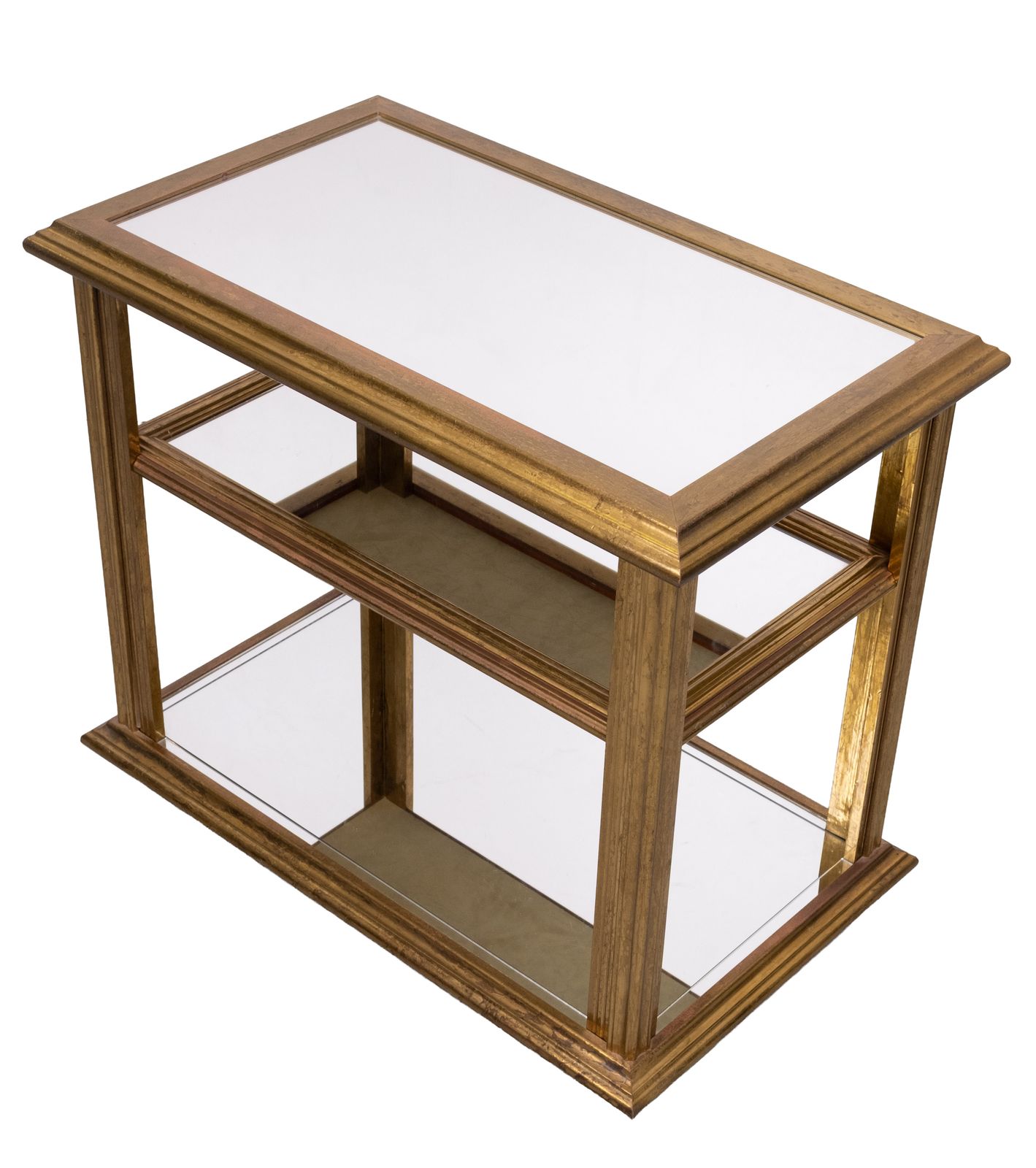 Klassieke serveertafel met spiegelbladen, messing, Hollywood Regency, jaren 1970, Frankrijk