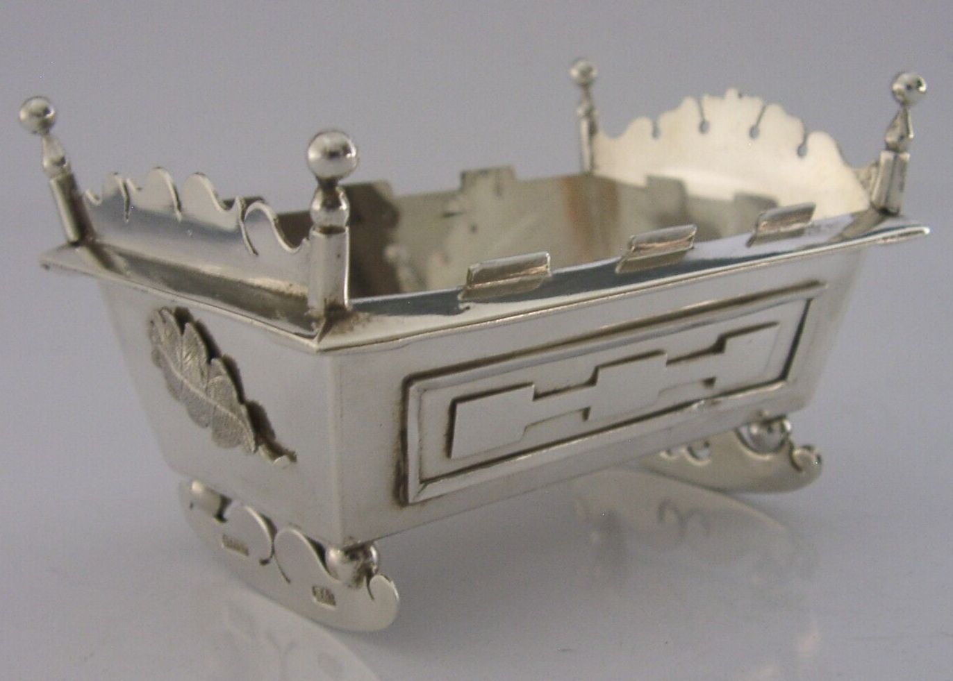 Large Heavy 96g 19th Century American Solid Silver Crib Cradle Cot Antique B&L photo Home Decor