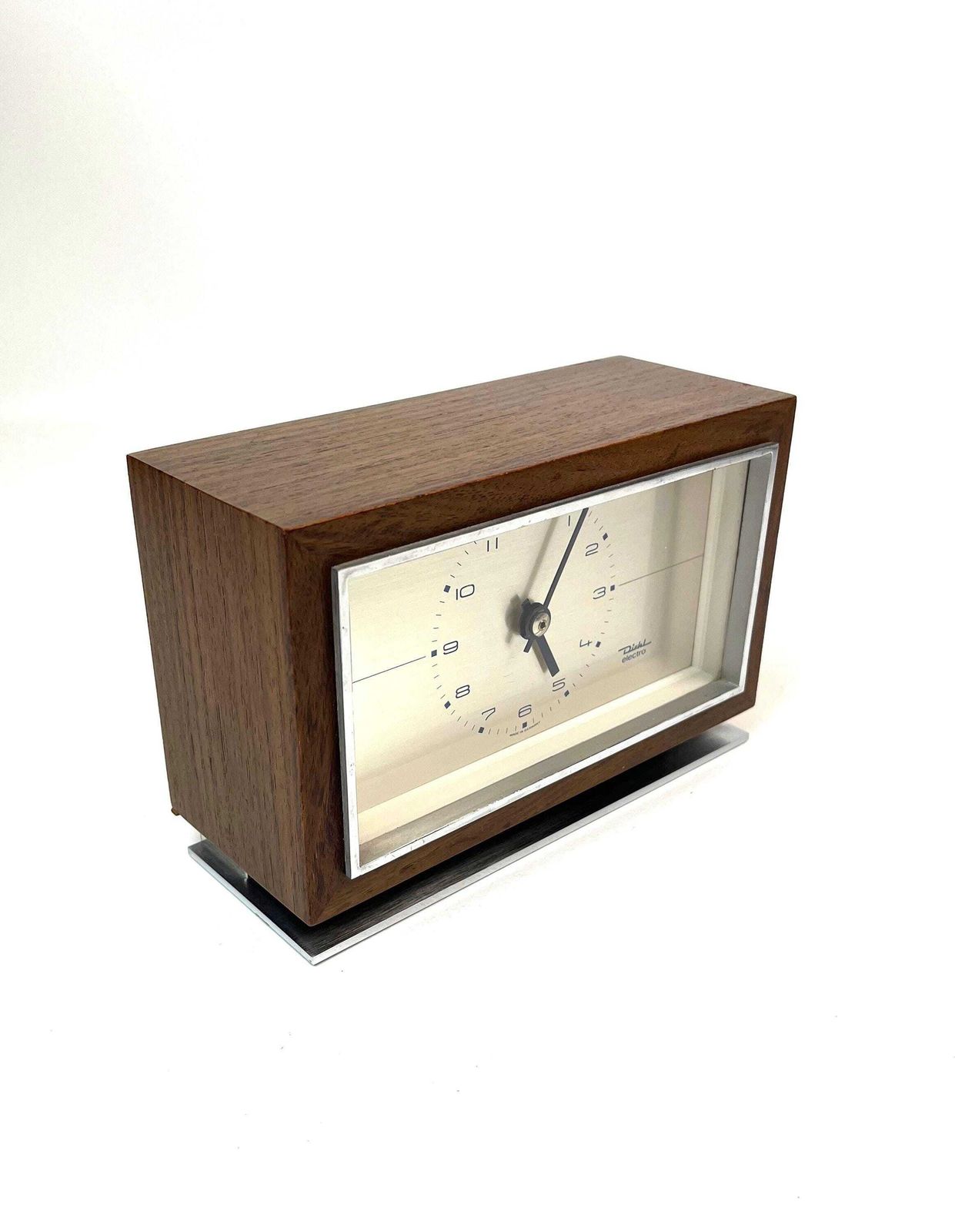 Stunning Mid Century Desk Clock Teak And Chrome By Diehl Germany 1960 photo furniture