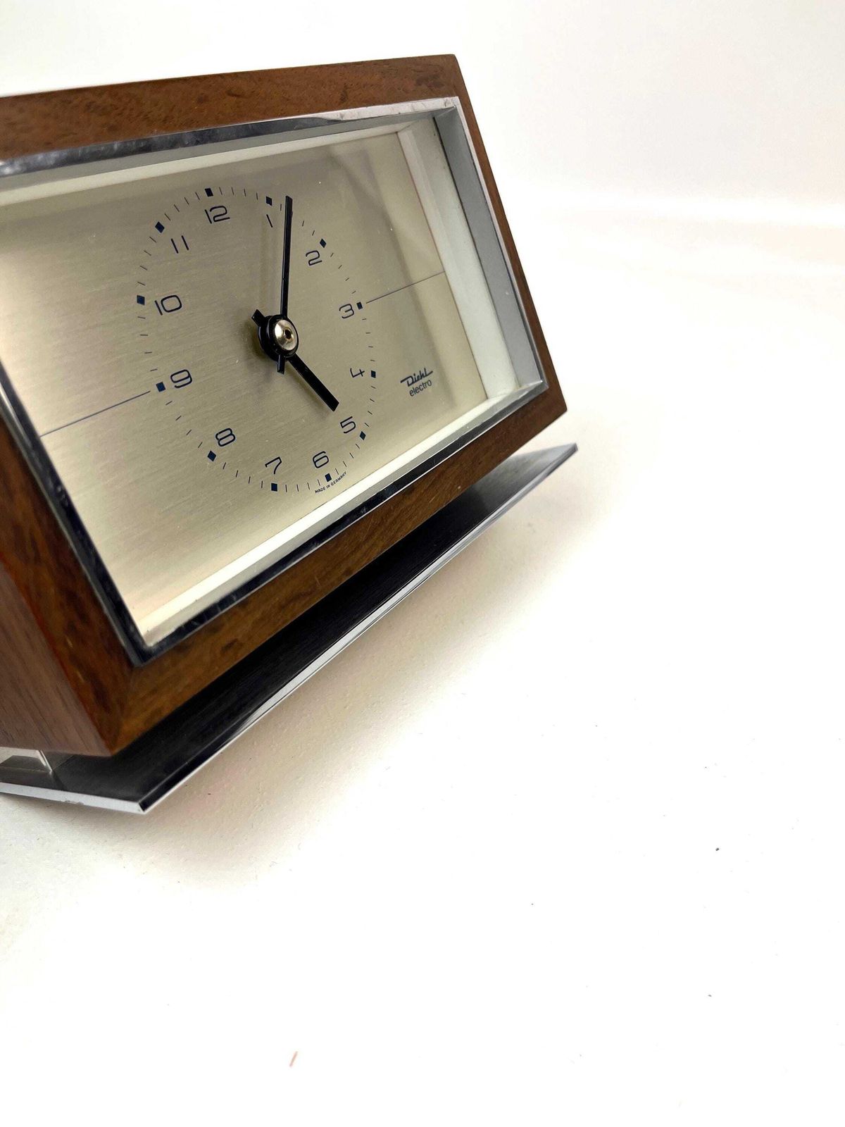 photo furniture Stunning Mid Century Desk Clock Teak And Chrome By Diehl Germany 1960