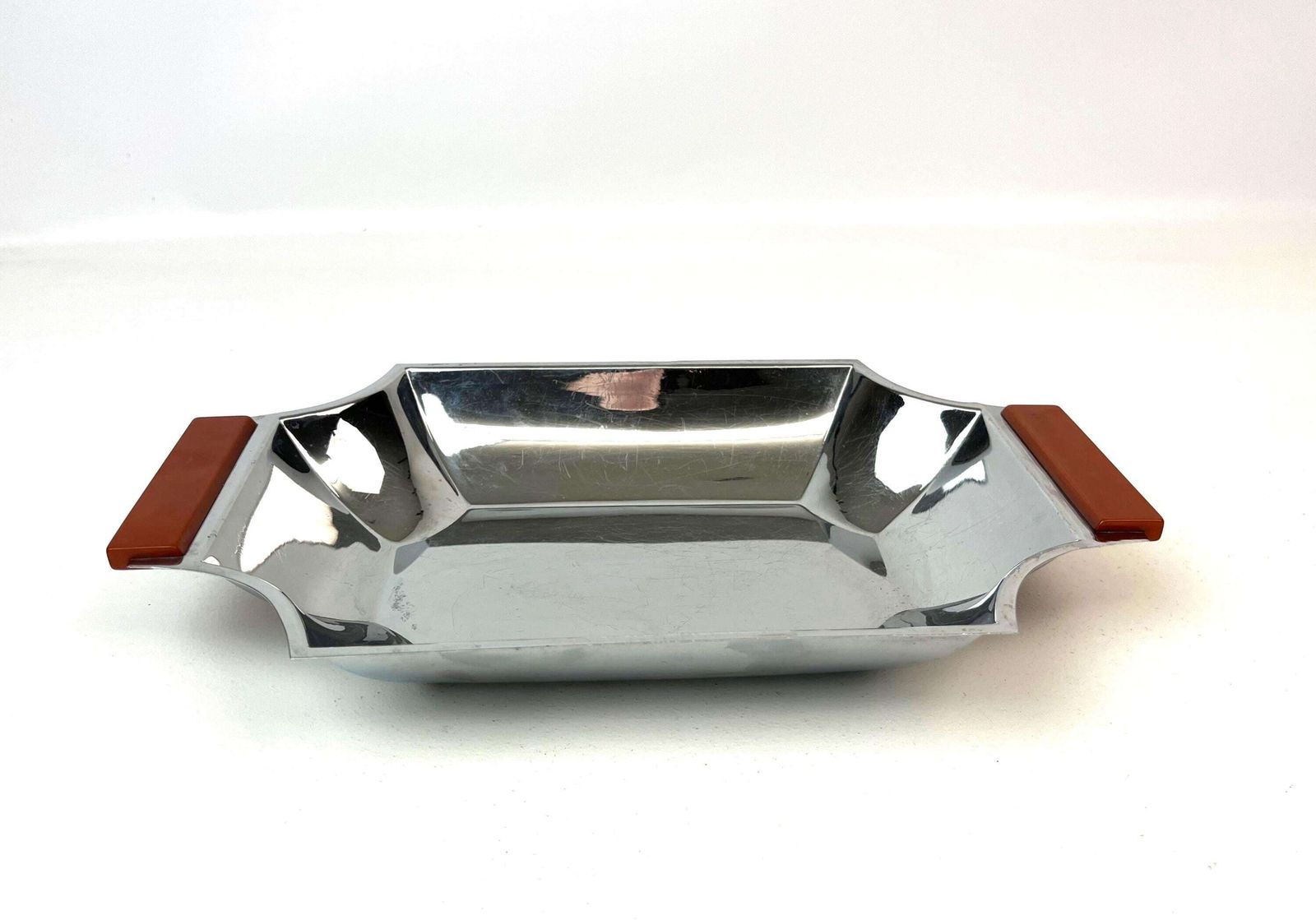 Coupe de table Art déco Bauhaus en chrome et bakélite, attribuée à Mussbach photo furniture