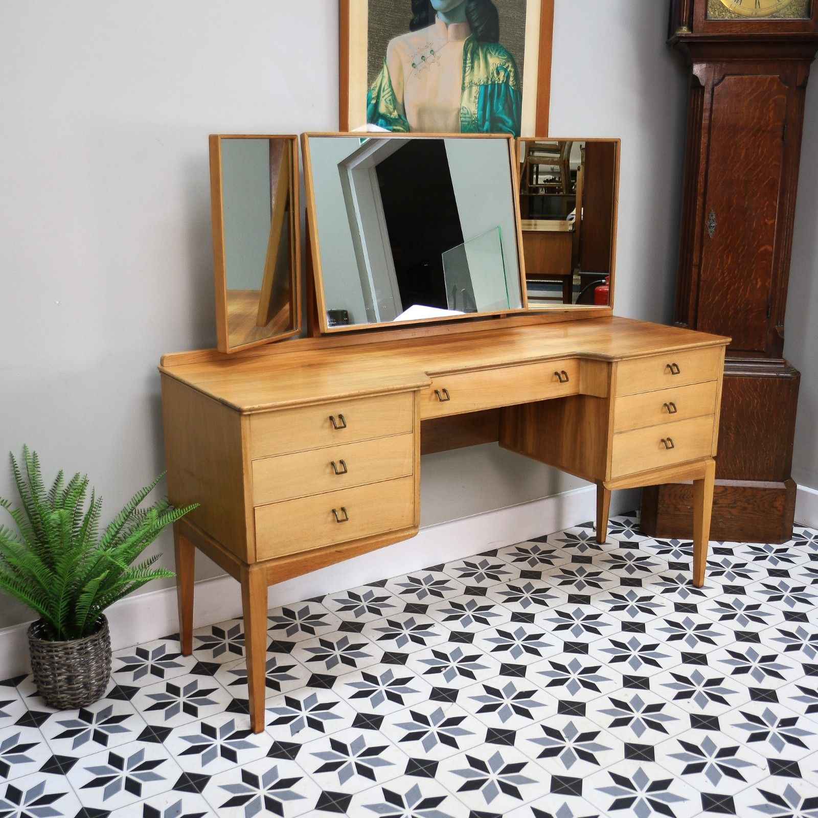 Alfred Cox Dressing Table In Walnut For Heals With Triple Square Mirrors. photo Furniture