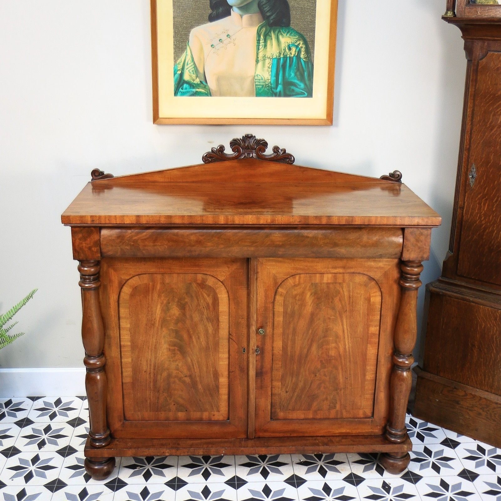 Antique Mahogany Chiffonier Sideboard Victorian With Fitted Interior. photo Furniture