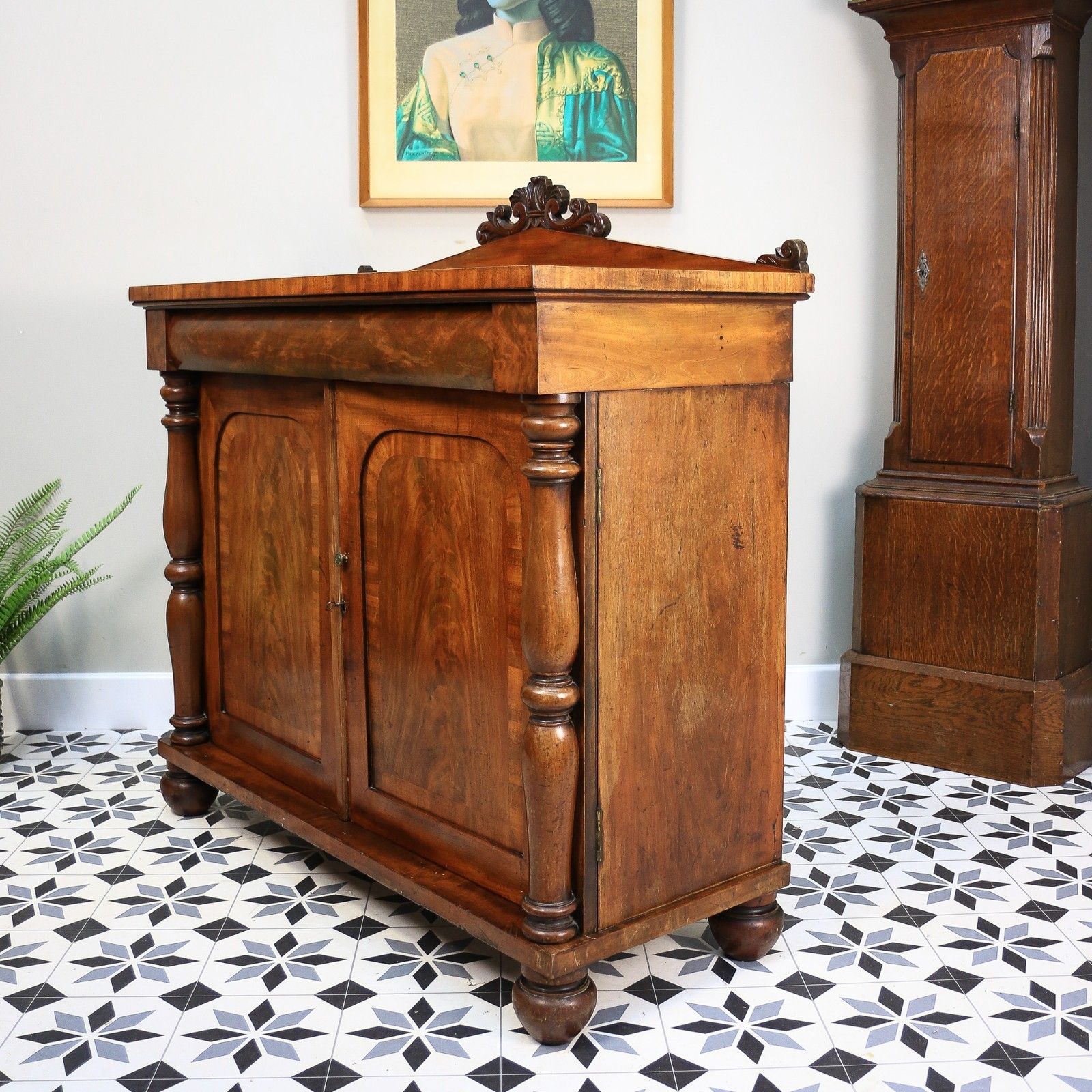 525.0 Antique Mahogany Chiffonier Sideboard Victorian With Fitted Interior. photo