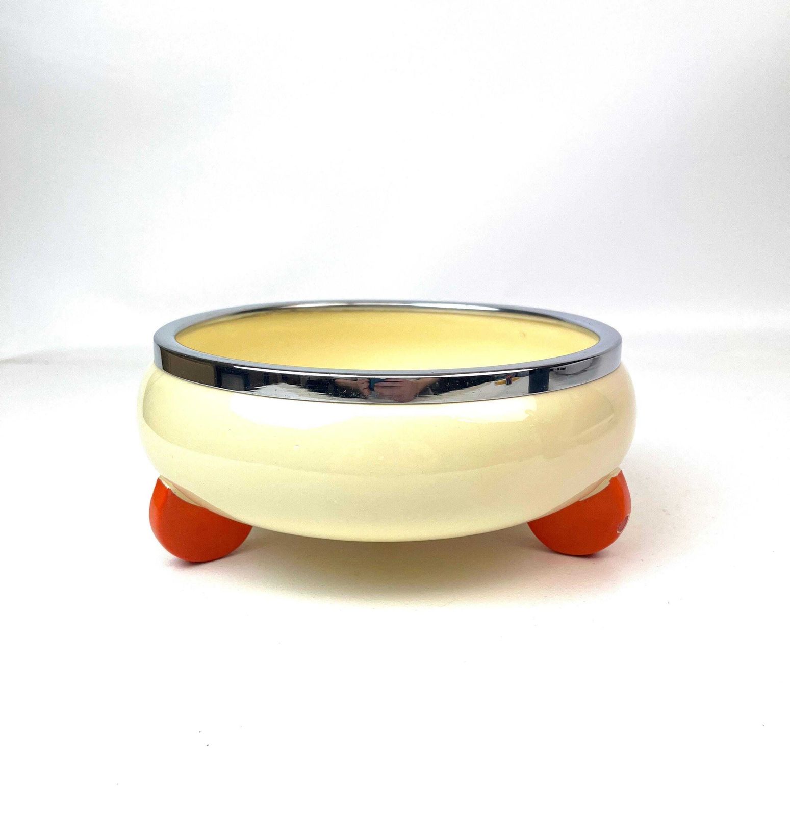 Very Rare De Stijl Art Deco Bauhaus Ceramic Fruit Bowl Center Of Table By Wmf Germany 1925