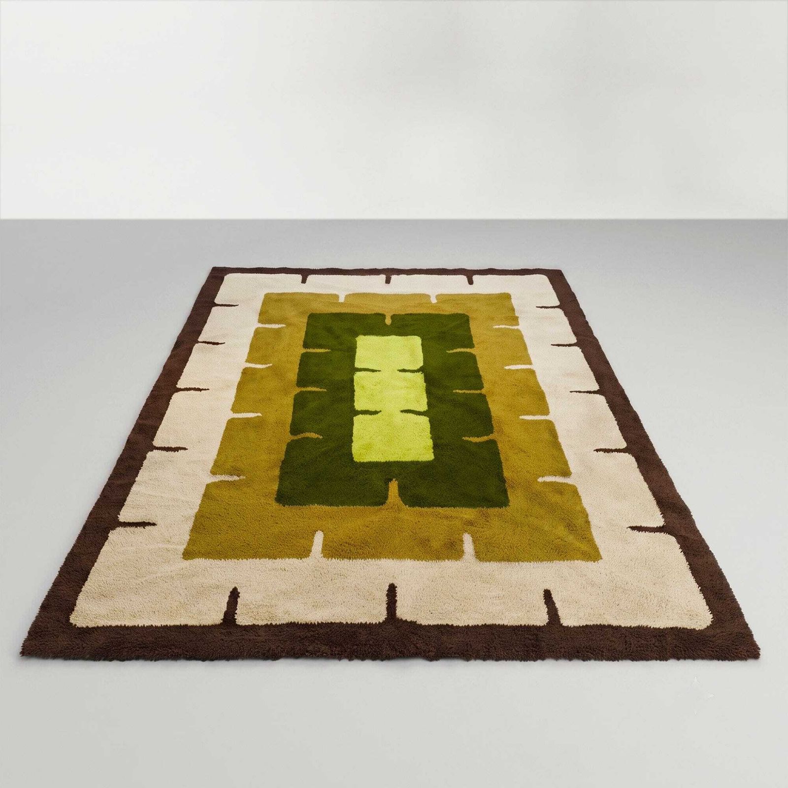 Geometrisch vloerkleed in wol, Space Age, ca. jaren 1970. Made In Italy photo Textiel