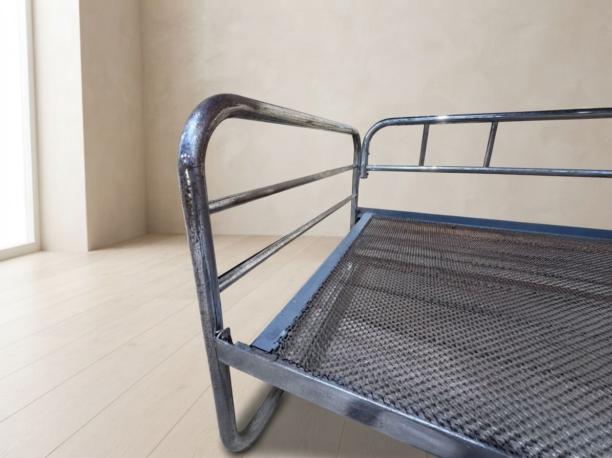 photo furniture Vintage Chromen Buisstalen Daybedframe, Midden 20e Eeuw, Tsjechoslowakije, 190 × 86 × 67 cm