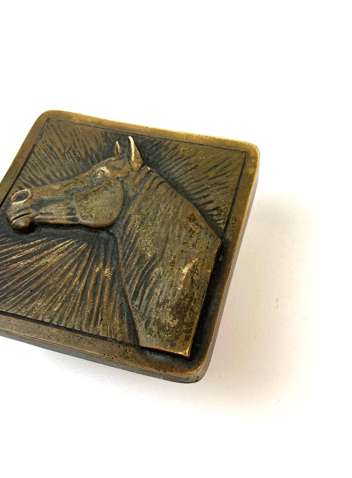 Poignée de porte mid-century en bronze massif coulé, tête de cheval, Allemagne, 1960 photo furniture