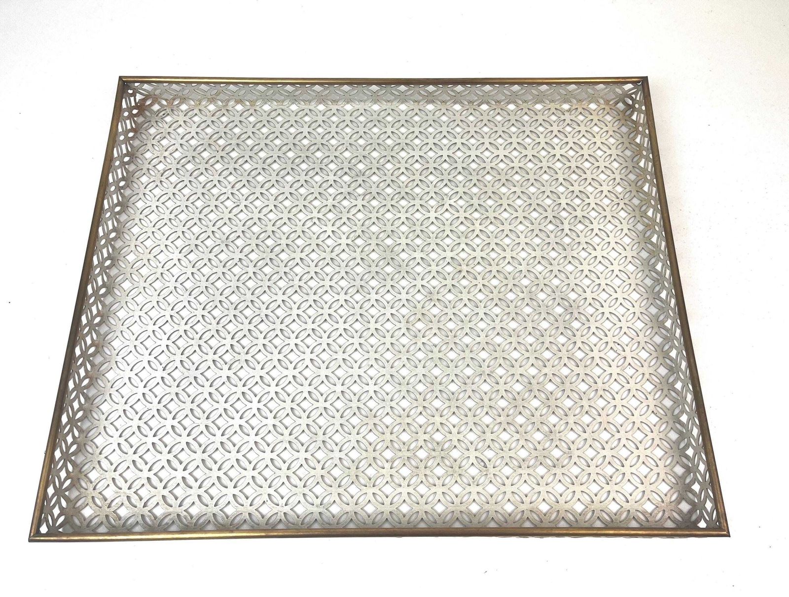 Stunning Large Mathieu Mategot Age Mid Century Perforated Metal Serving Tray France 1950 photo for sale