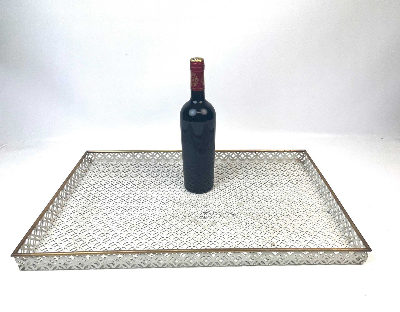 Rare Very Large Xl Mathieu Mategot Age Mid Century Perforated Metal Serving Tray France 1950 photo Home Decor