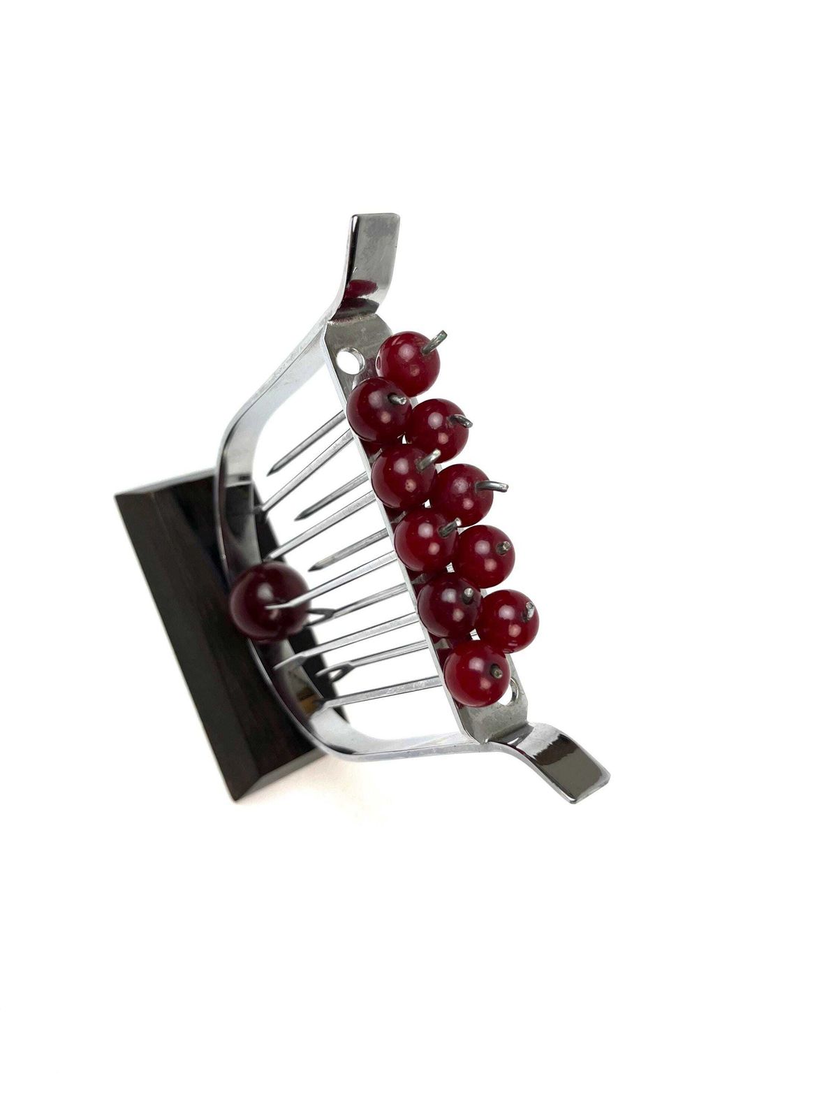 Zeldzame avant-garde art deco Bauhaus rozenhout, chroom en bakeliet cocktailprikkers, thuisbar, Sudre photo Woonaccessoires