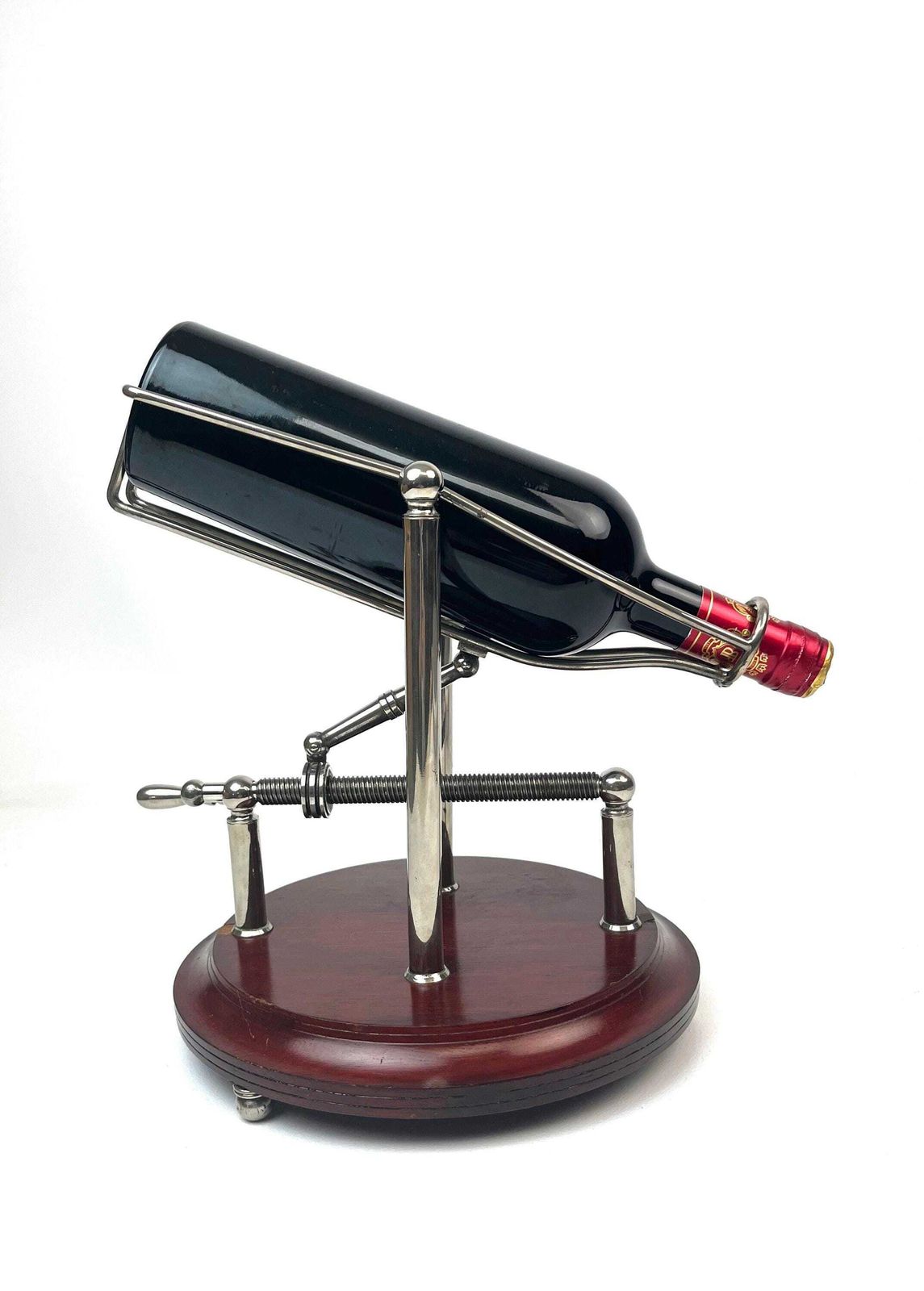 Stunning Antique Art Deco Mechanical Wine Cradle Decanter Home Bar photo vintage