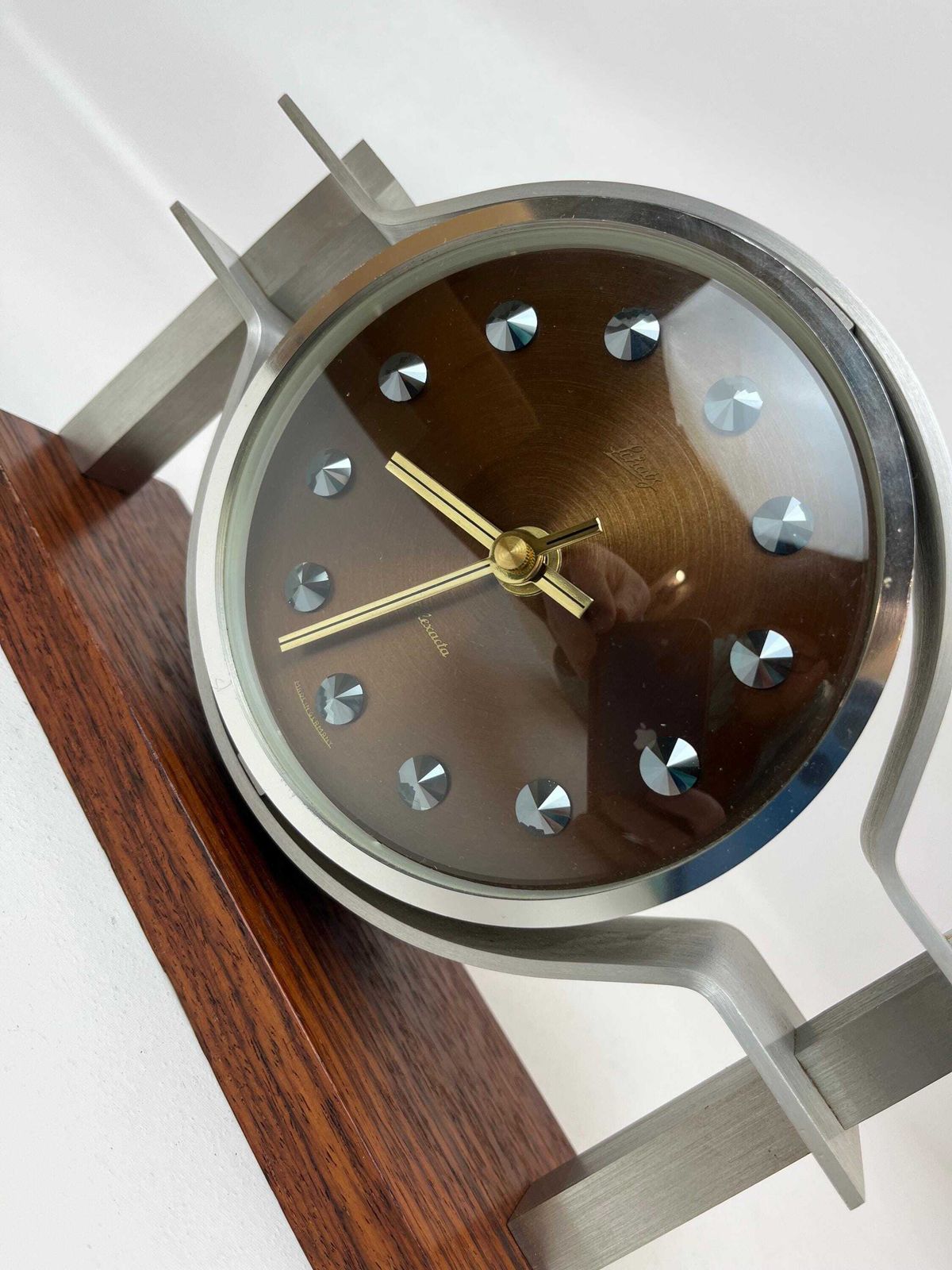 Zeldzame Space Age Mid-Century Eyeball Bureauklok, Teakhouten Voet, Schatz Germany, 1960 photo buy