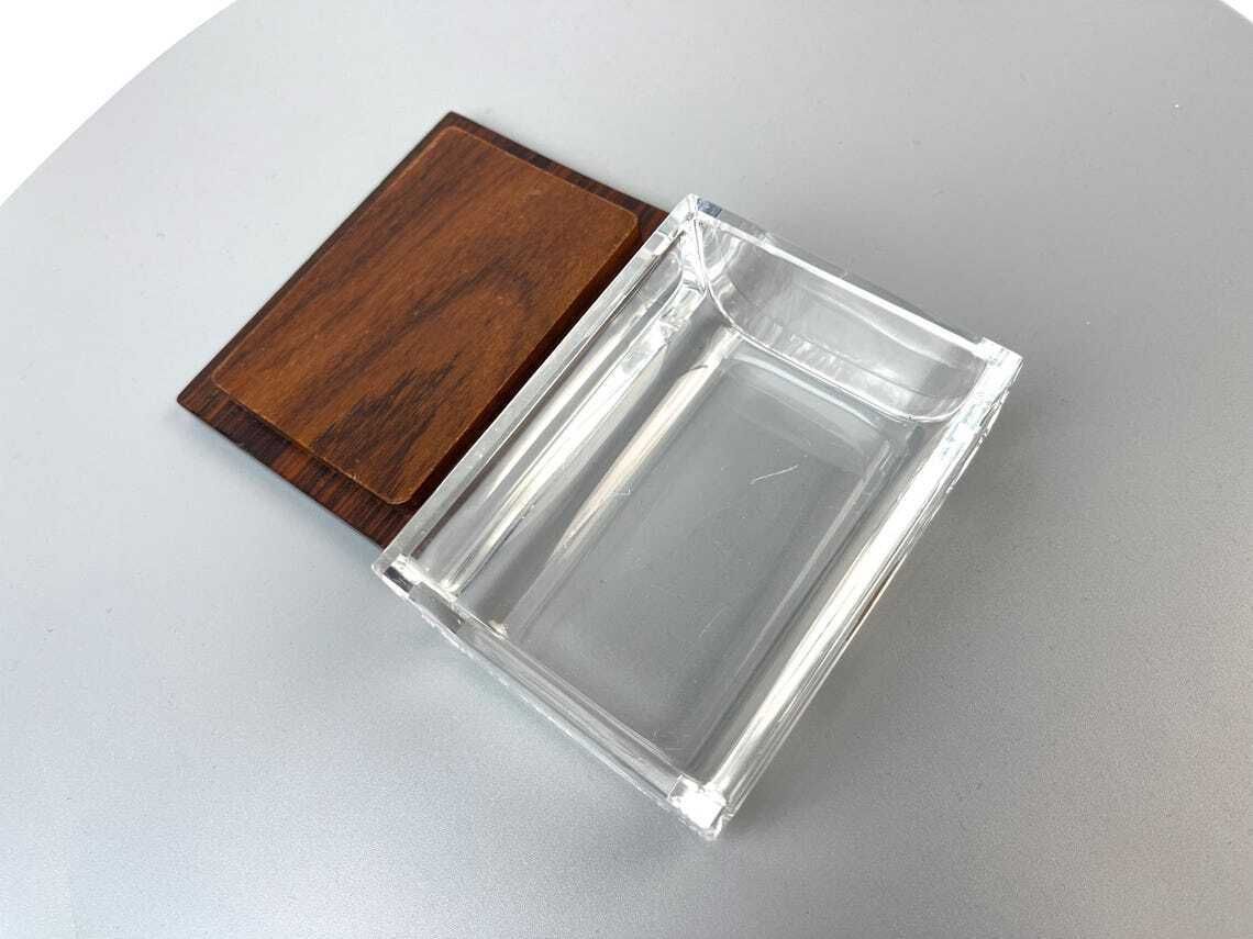 Boîte à bijoux Art Deco Bauhaus cubiste en verre cristal et palissandre, par Josephienhütte photo furniture