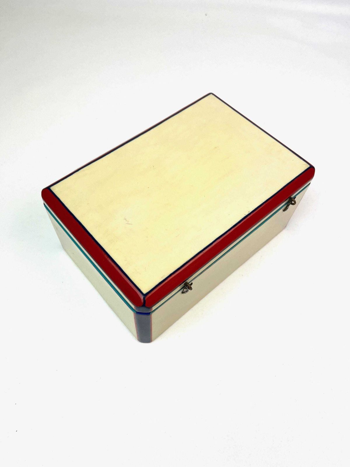Boîte à bijoux Bauhaus Art déco en bakélite, époque Piet Mondrian photo for sale