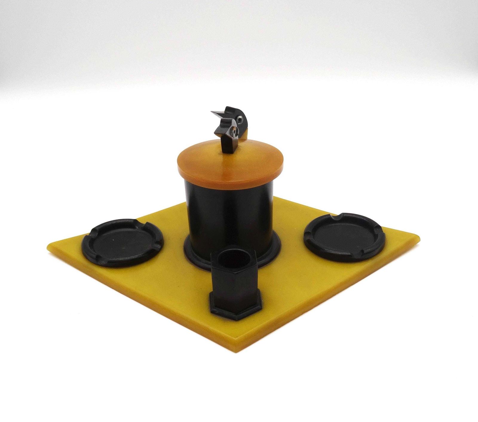 Zeldzame Art Deco Bakeliet Rookset Asbak Pinguïn Tabakspot Set