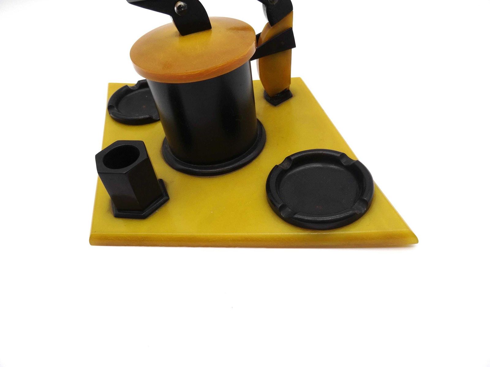 Zeldzame Art Deco Bakeliet Rookset Asbak Pinguïn Tabakspot Set photo Woonaccessoires