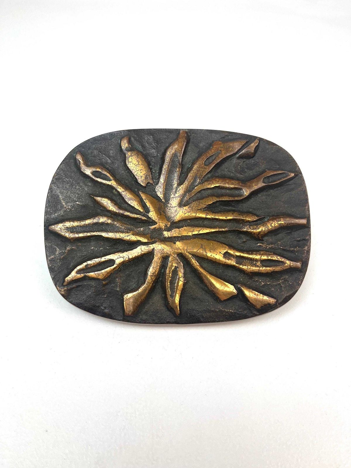Rare Mid Century Solid Bronze Cast Abstract Sunray Brutalist Door Handle Germany 1960 photo furniture