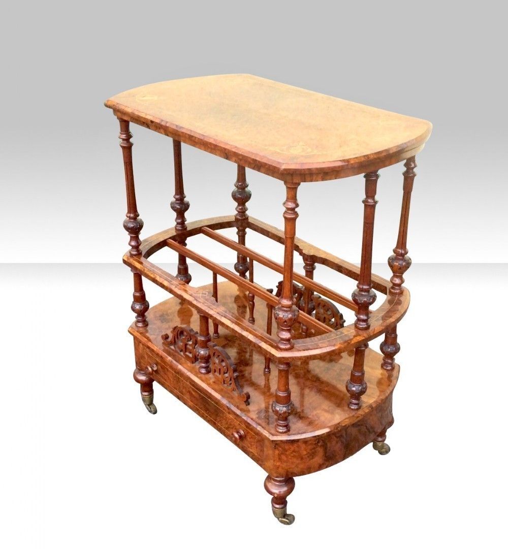 Beautiful Victorian Inlaid Burr Walnut Antique Canterbury. photo Home Decor