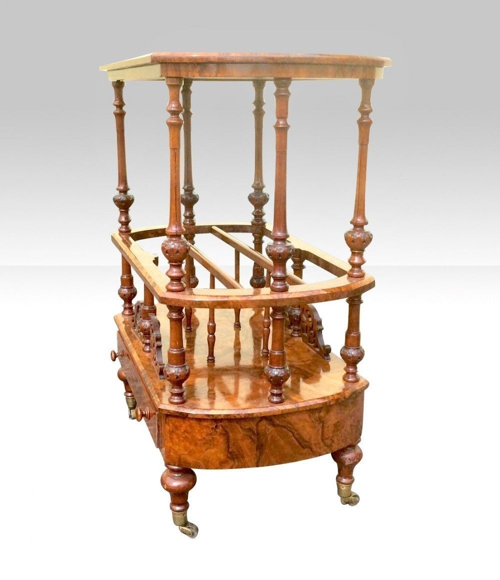 Beautiful Victorian Inlaid Burr Walnut Antique Canterbury. photo 2400.0