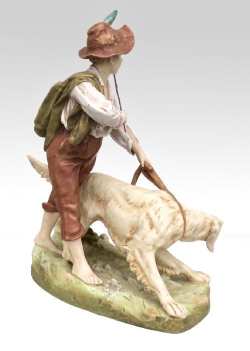 Stunning Large Royal Dux Figurine Of Boy And Dog photo 1680.0