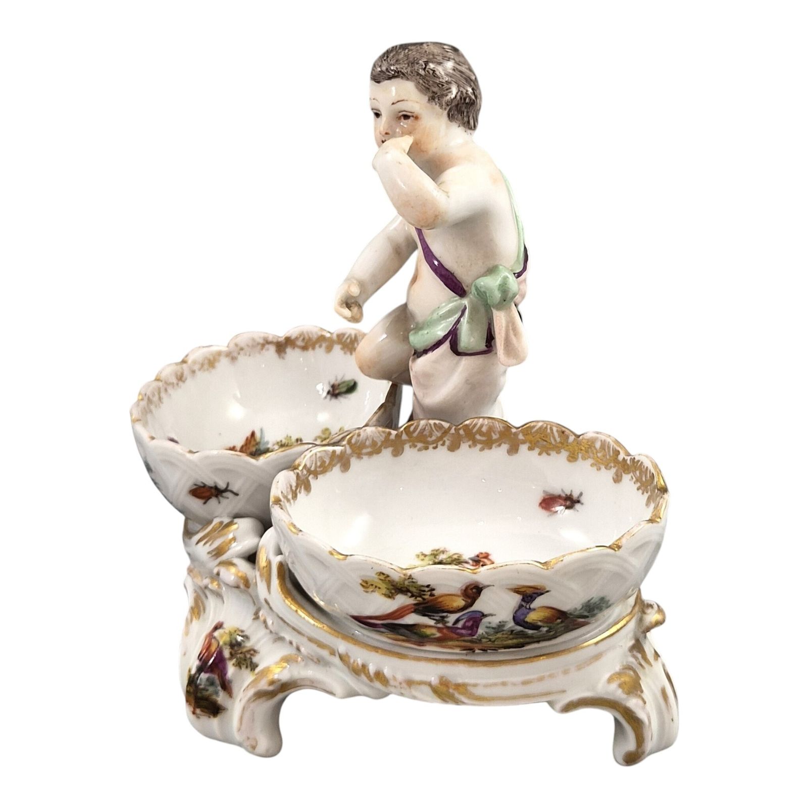 German Kpm Berlin Rococo Revival Figural Double Salt Cellar, C.1870 1890 photo furniture