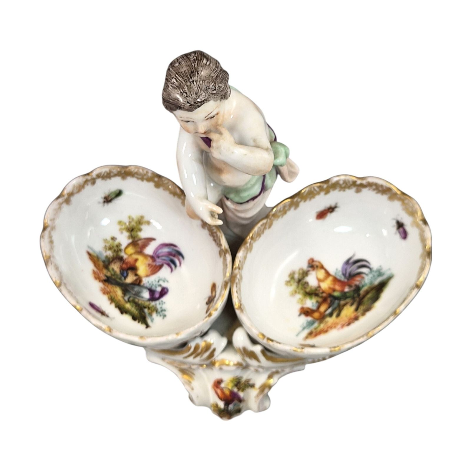 German Kpm Berlin Rococo Revival Figural Double Salt Cellar, C.1870 1890 photo buy