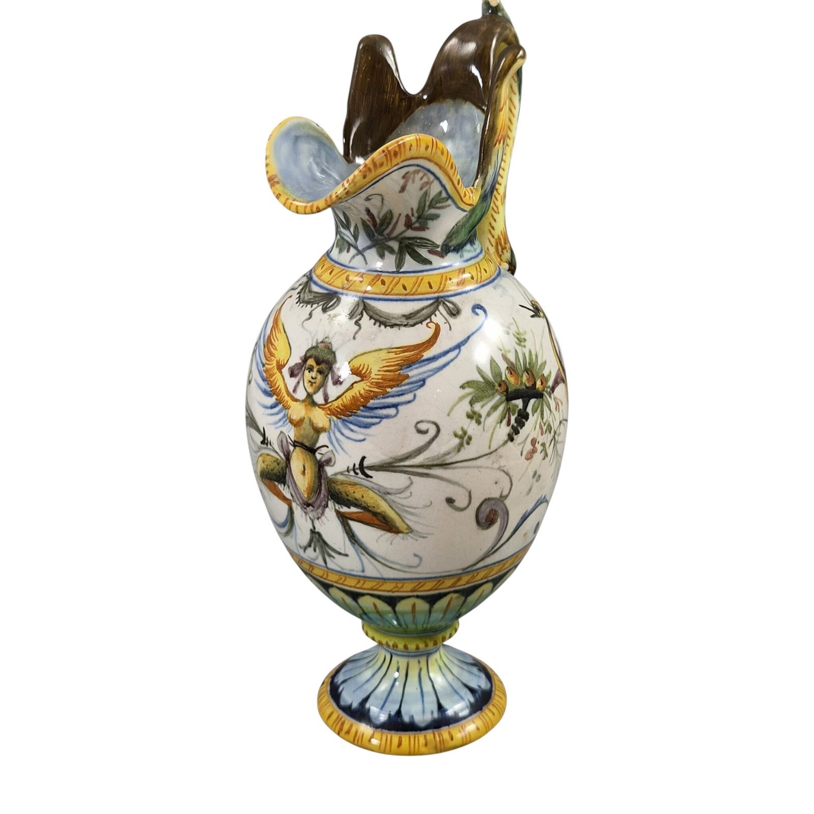 Italiaanse Cantagalli Renaissance Revival Majolica Ewer & Vase, Florence, ca. 1890 photo buy