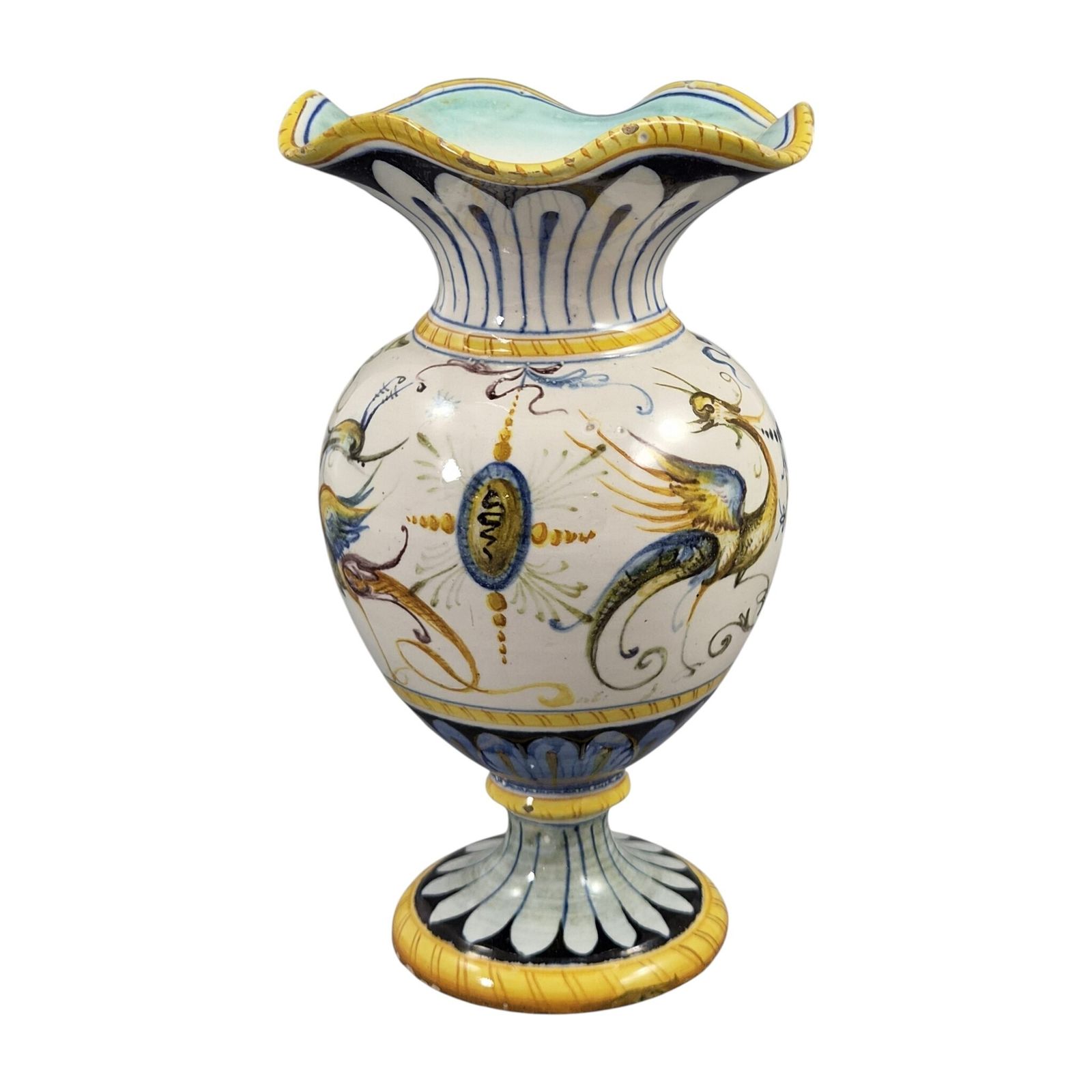 photo vintage Italiaanse Cantagalli Renaissance Revival Majolica Ewer & Vase, Florence, ca. 1890