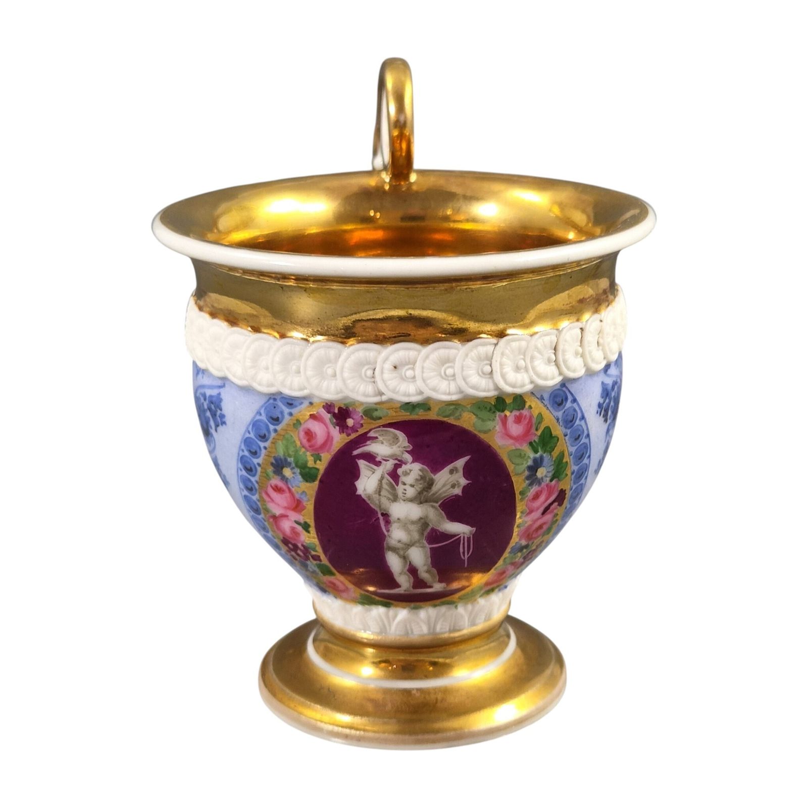 400.0 French Old Paris (Vieux Paris) Cabinet Cup And Saucer With Biscuit Lion Mask, C.1820 photo
