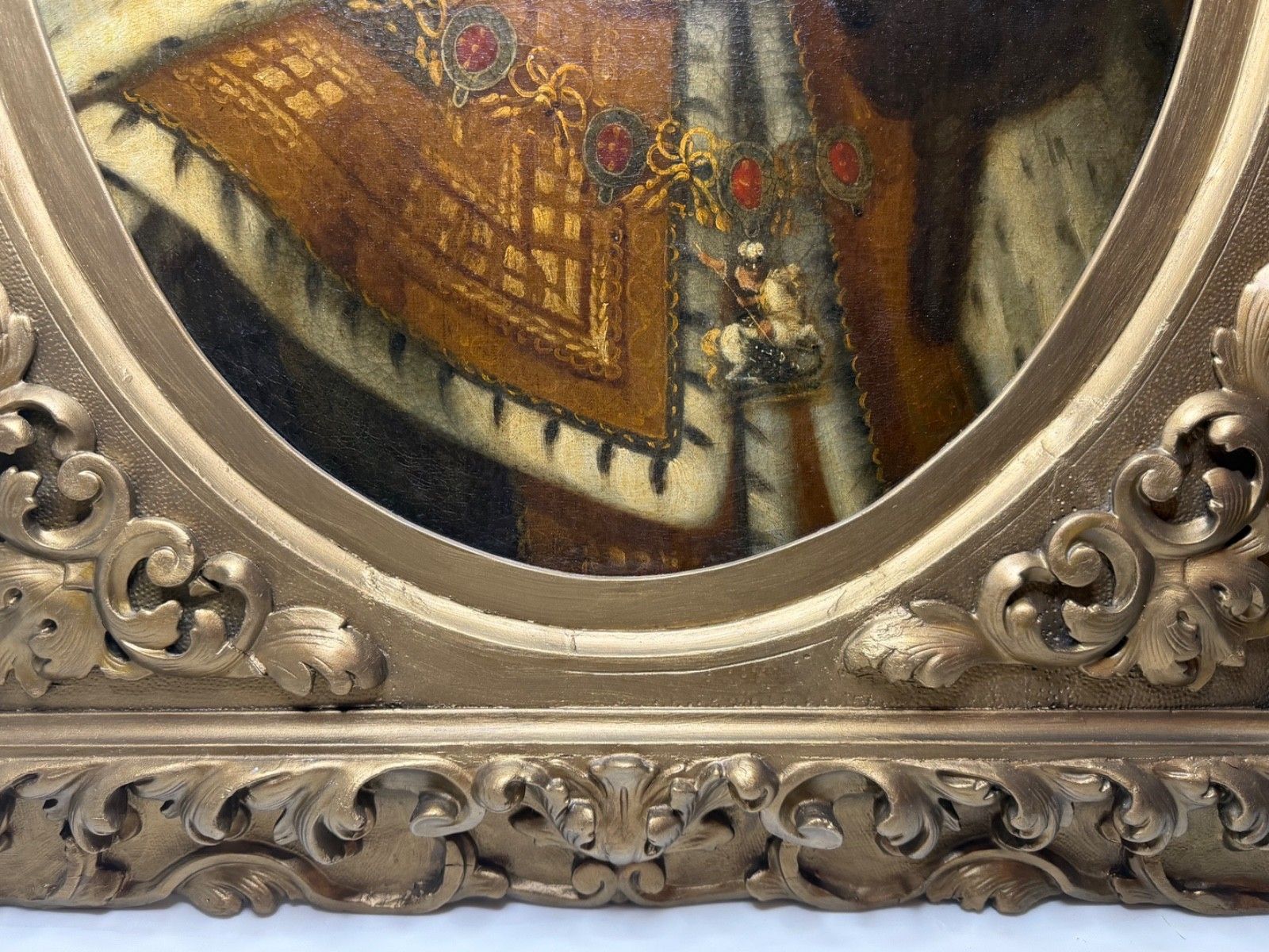photo furniture Groot 18e-eeuws olieverfportret van de koninklijke koning Willem III in koninklijke gewaden, de Orde van de Kouseband dragend, naar Godfrey Kneller