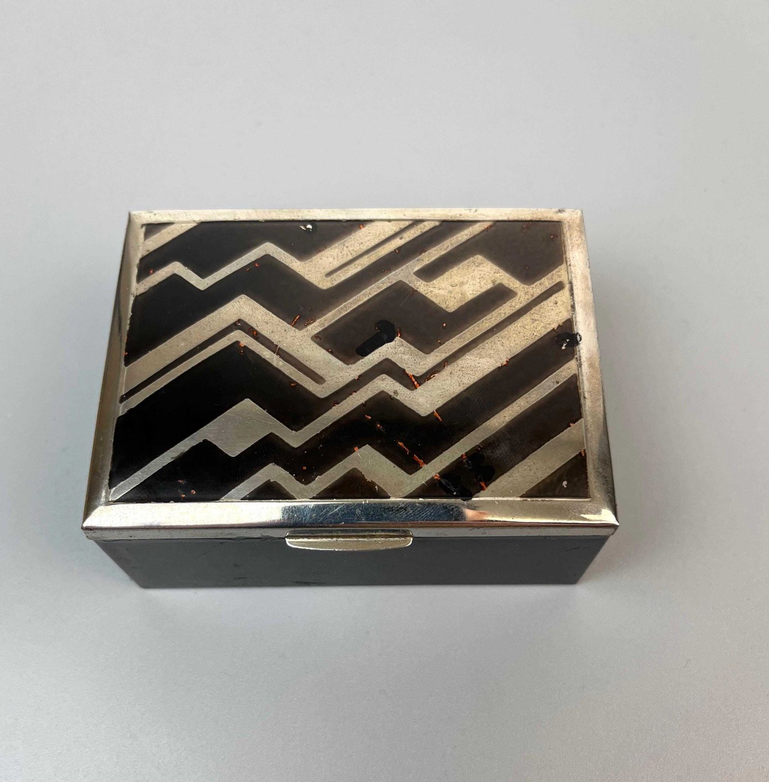 Boîte à bijoux Art déco Bauhaus cubiste en émail, Ruppel Brandt Age, Allemagne, 1925