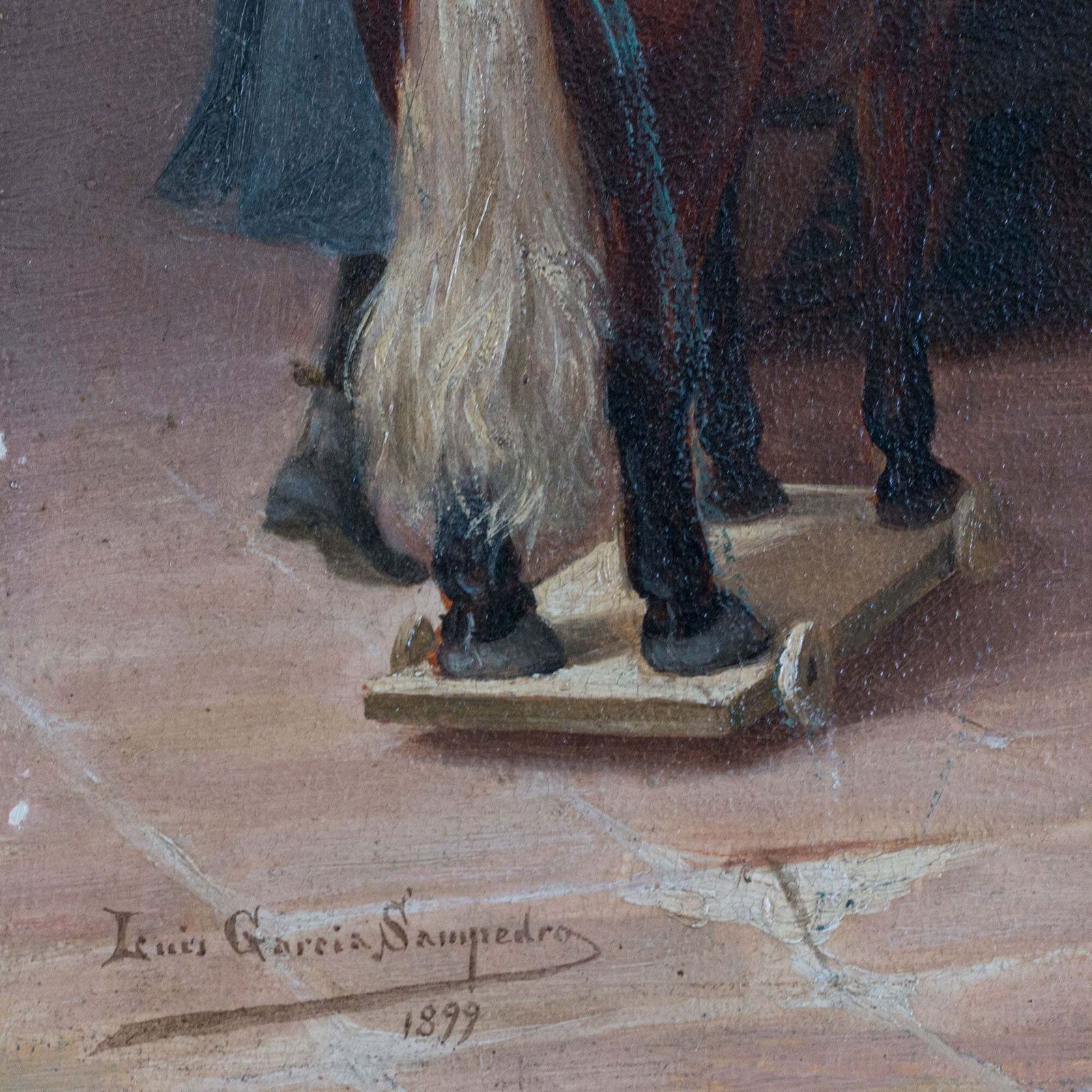 Travelling Toy Seller By Tomás García Sampedro (1860–1937)   Oil On Panel, 1899 photo vintage