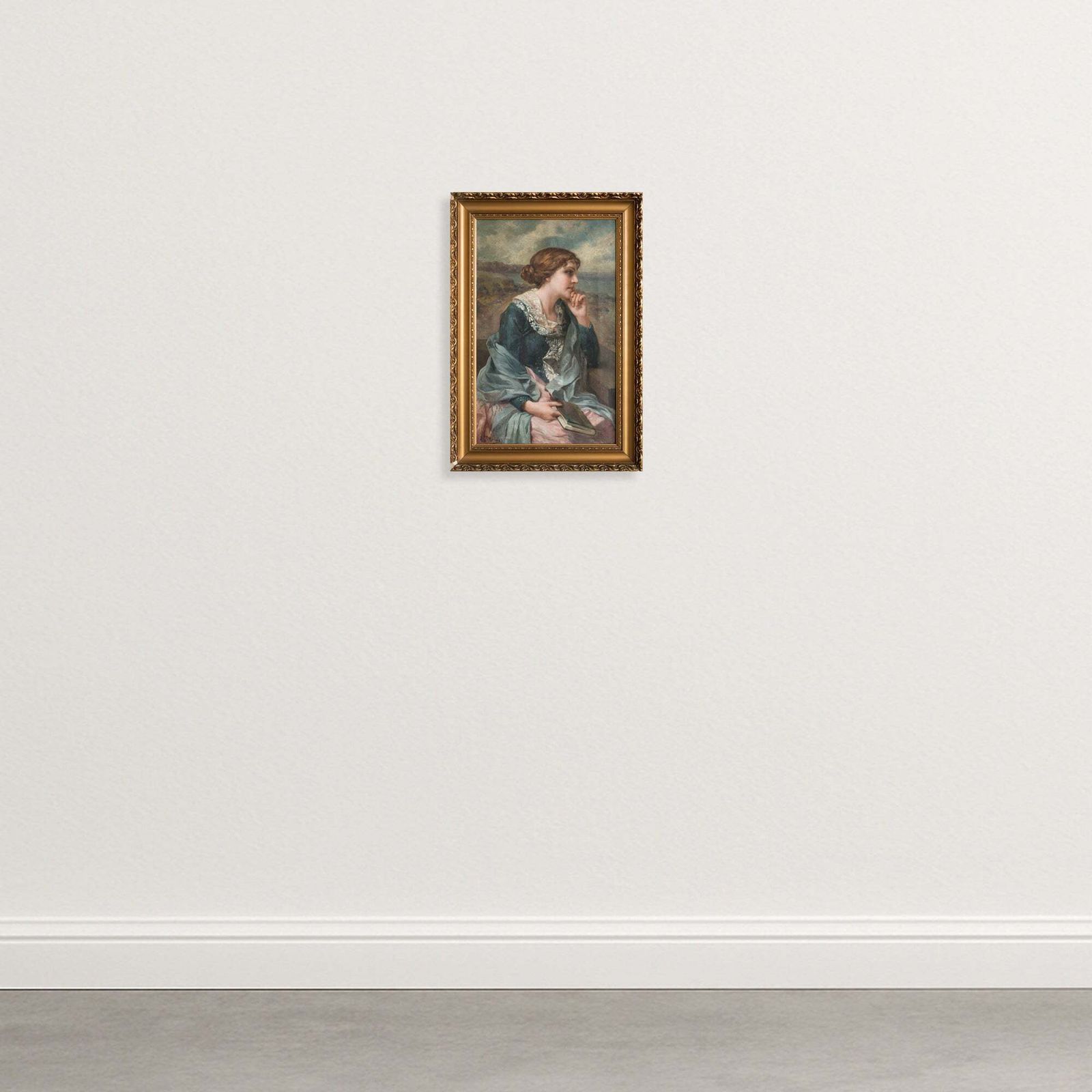 Portret Van Een Jonge Vrouw Die Leest - Olieverf Op Doek Door Antonio García Mencía (1849-1920) photo furniture