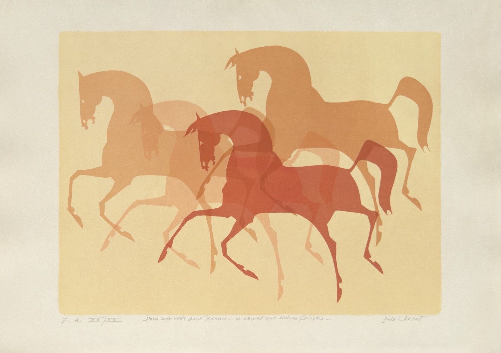Paul De Scabot Lithografie Gesigneerd Genummerd Ruiter Dier