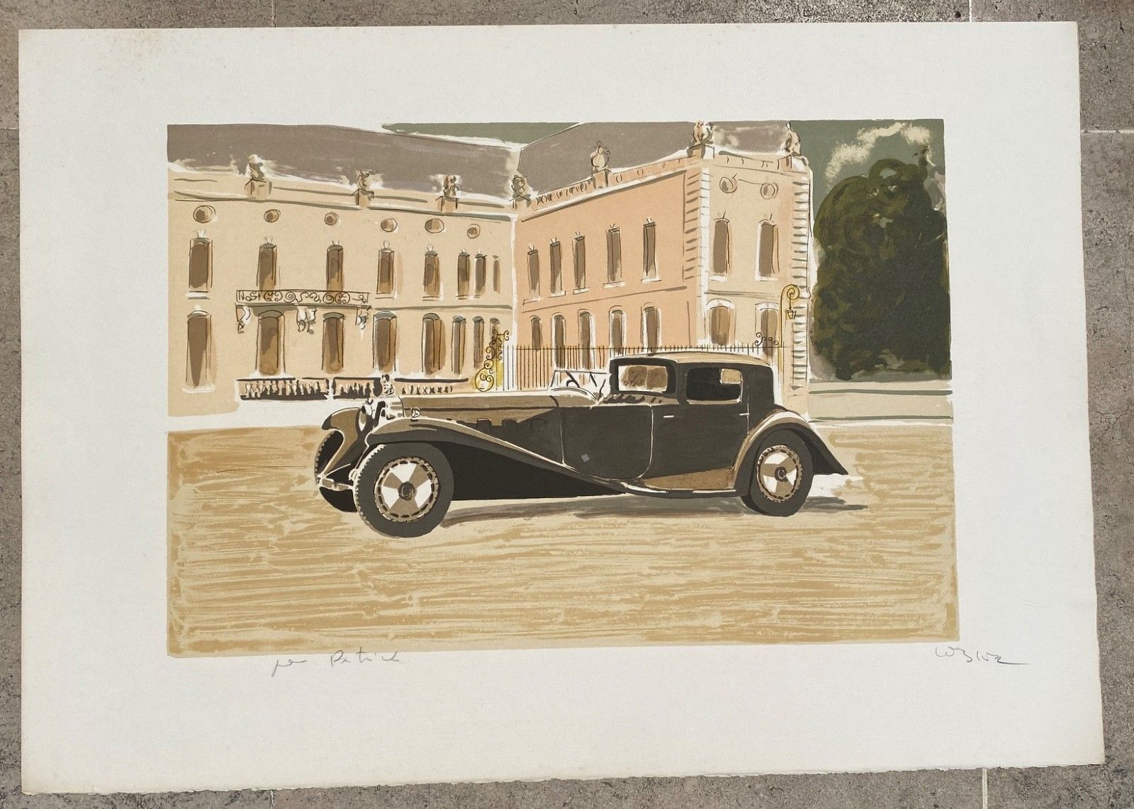 Daniel Lebier Gesigneerde Lithografie Cars Cars Cars Bugatti Royale 41 1930