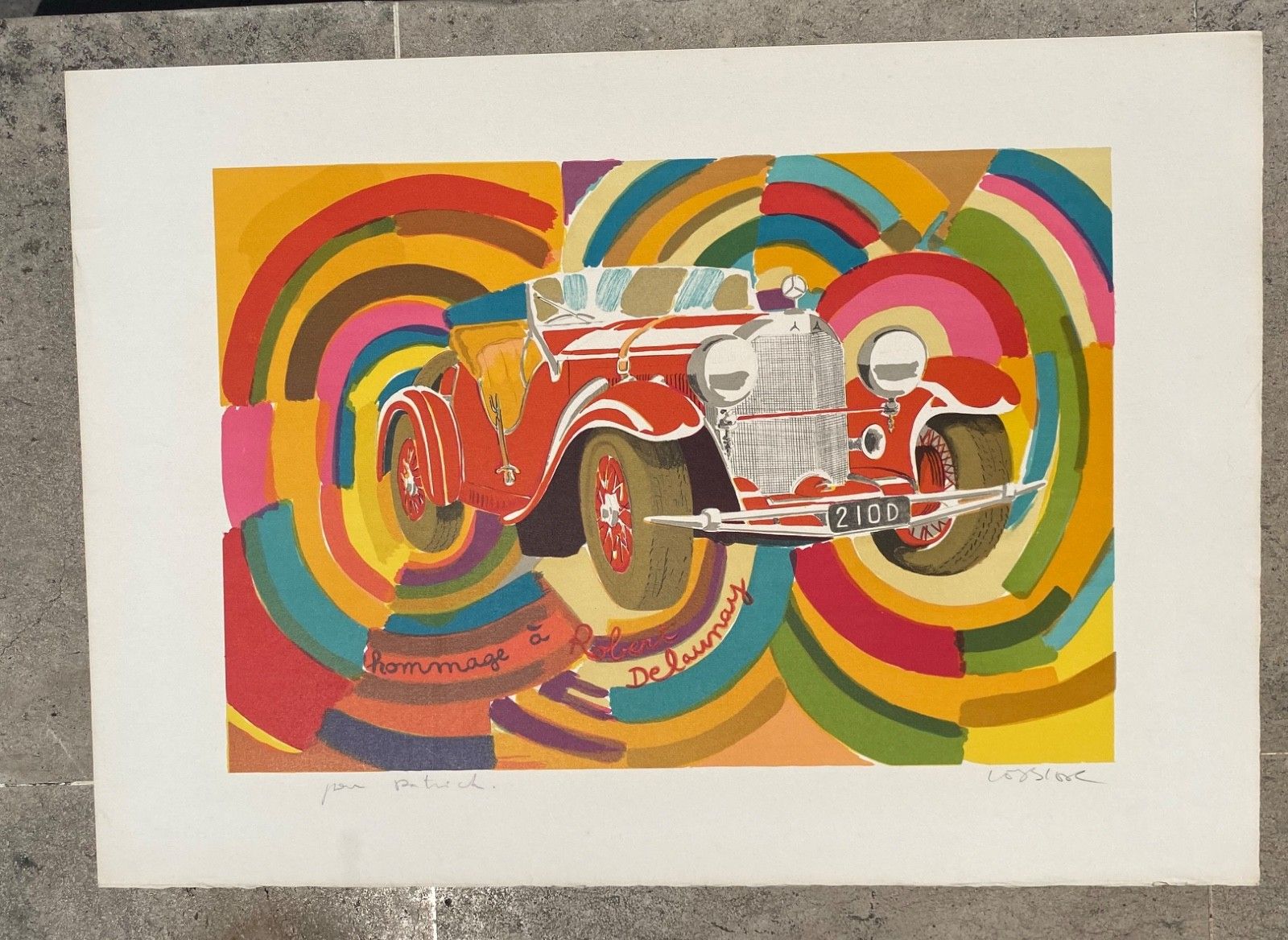 Daniel Lebier Gesigneerde Lithografie Cars Cars Cars Robert Delaunay Eerbetoon