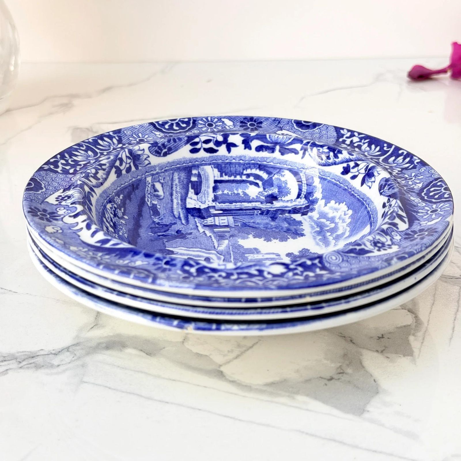 66.0 Copeland Spode Blue Italian Dessert Bowls Set Of 4 1927 photo