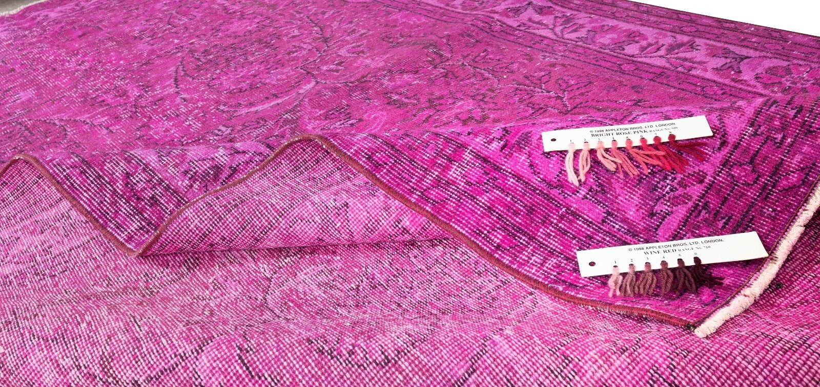 5.3x8.6 Ft Handmade Midcentury Turkish Rug In Fuchsia Pink For Modern Interiors Tek0483 photo for sale