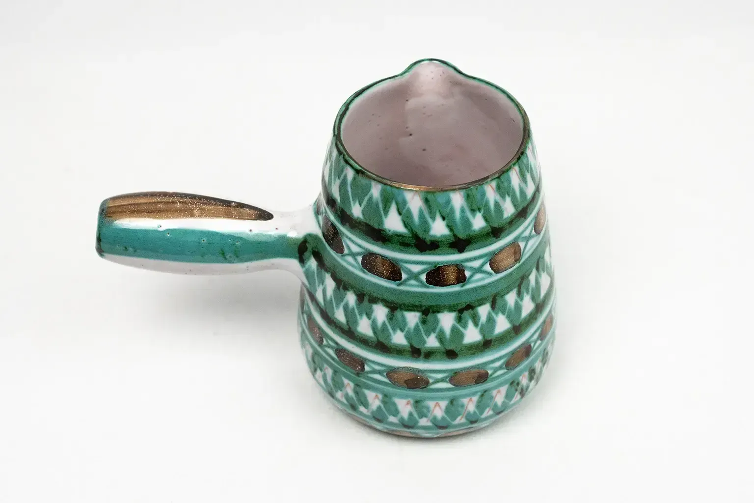 Aiguière en céramique Robert Picault - Vallauris, décor géométrique vert et brun, années 1950-1960 photo 90.0