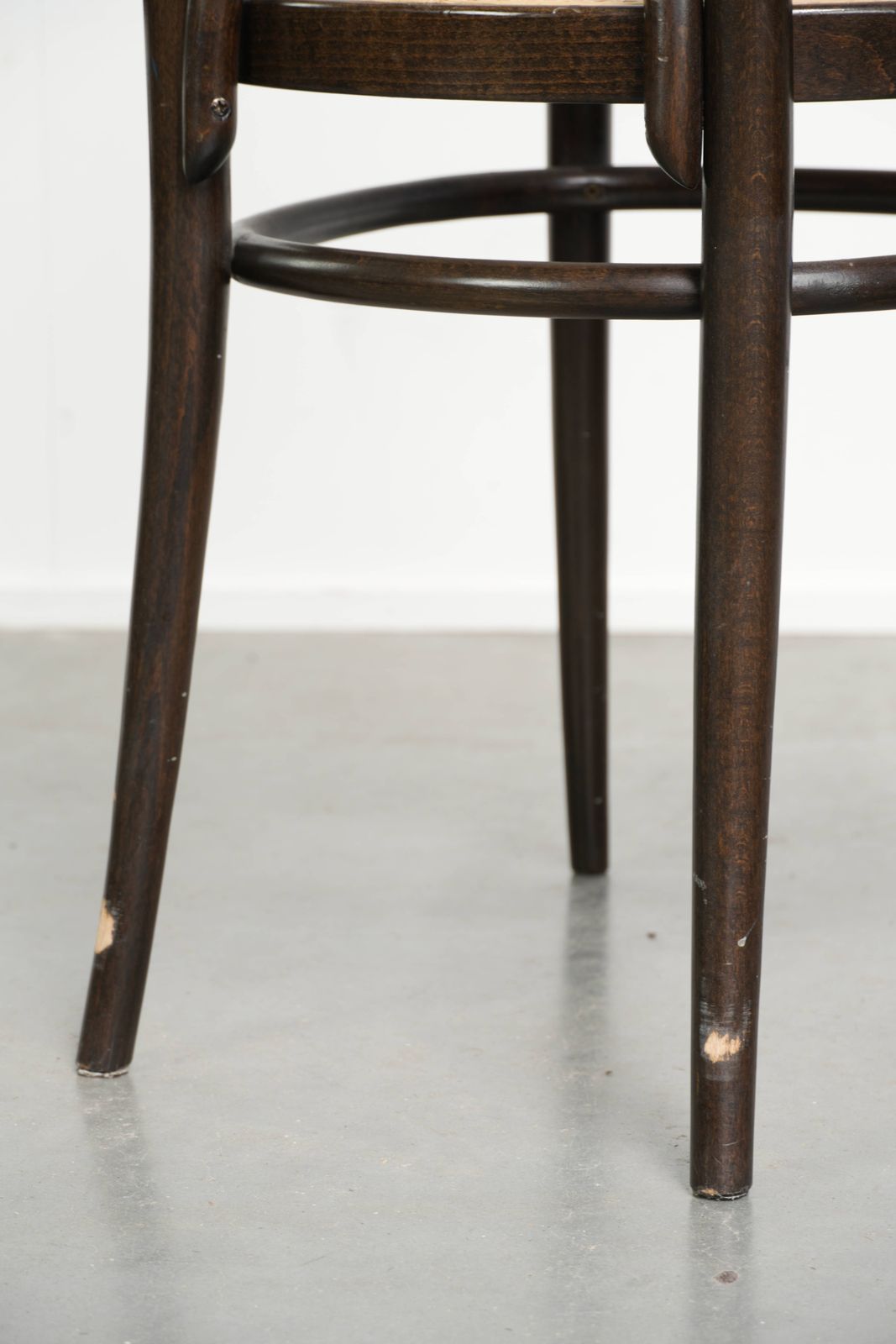 Furniture Set Of 2 Original Vintage Thonet Design Chairs, Model Long John, With Armrests, A High Back, Webbing Seat And Backrest, And An Elegantly Curved Wooden photo