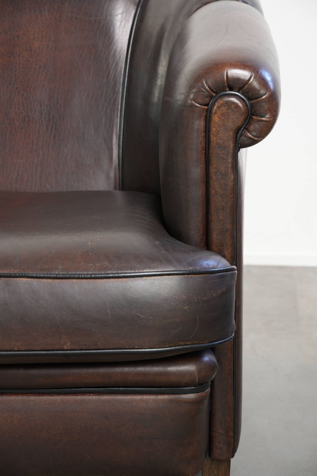 photo for sale Beautiful Set Consisting Of A Sheepskin Sofa Together With Its Matching Club Armchair With A Luxurious Appearance