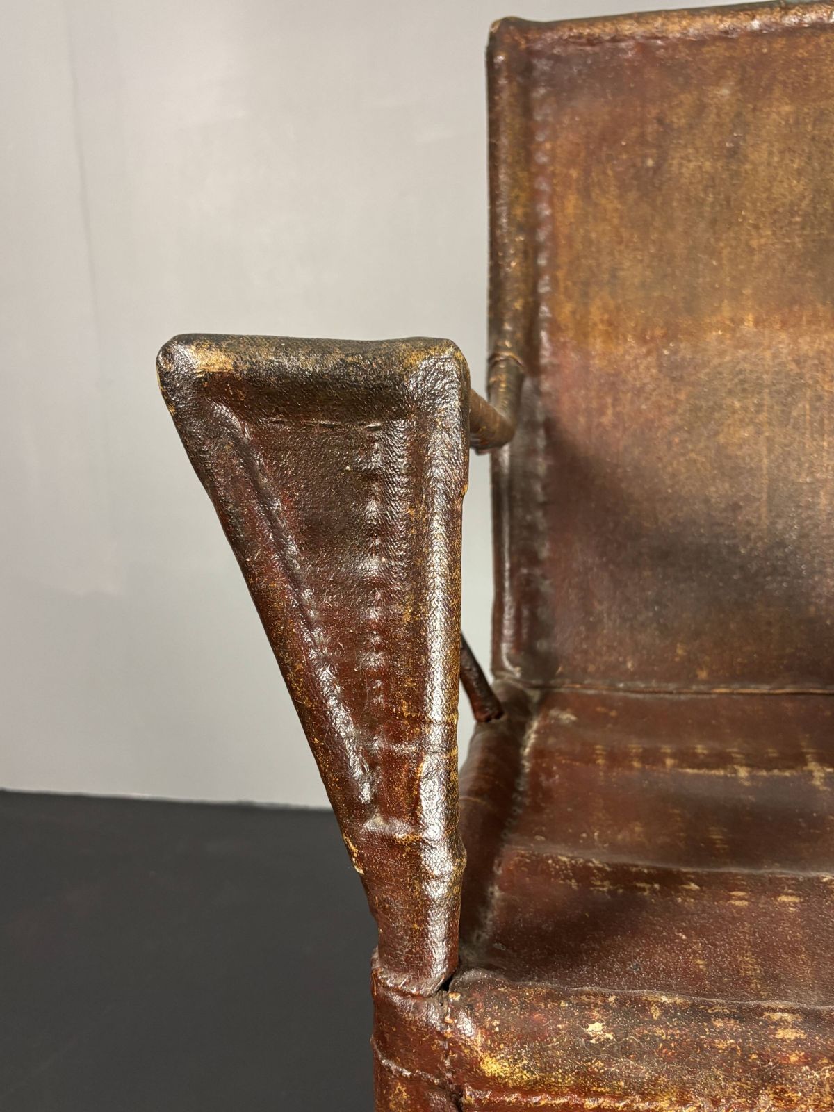 950.0 Fauteuil colonial Art Déco en rotin, revêtement en toile cirée, années 1920 photo