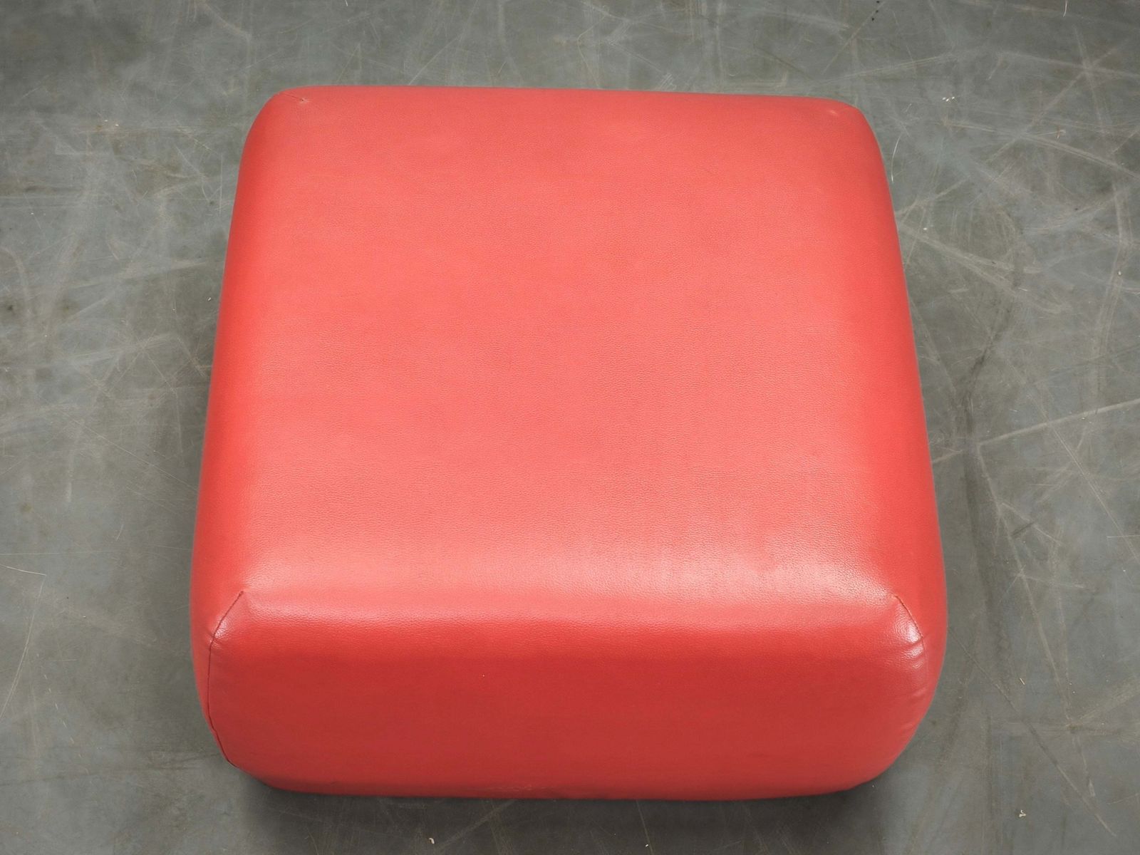 1980s Italian Postmodern Red Faux Leather Pouf Ottoman photo for sale