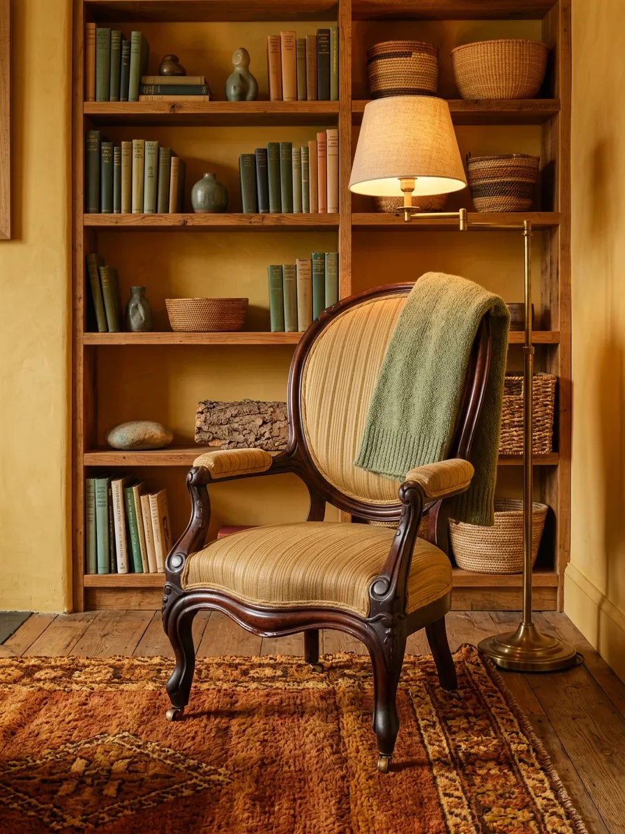Antique Upholstered Chair Home Decor Accent Chair With Patina photo furniture