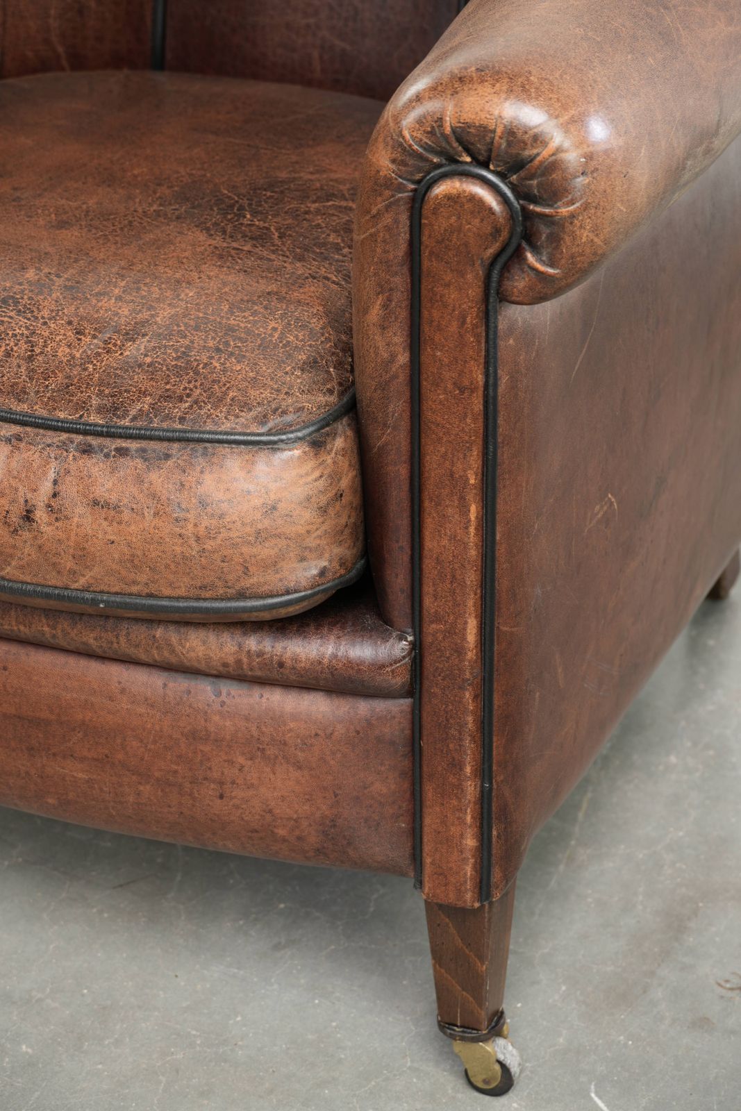 photo furniture Characterful And Comfortable Vintage Sheepskin Armchair With A Unique Design And A Timeless Look
