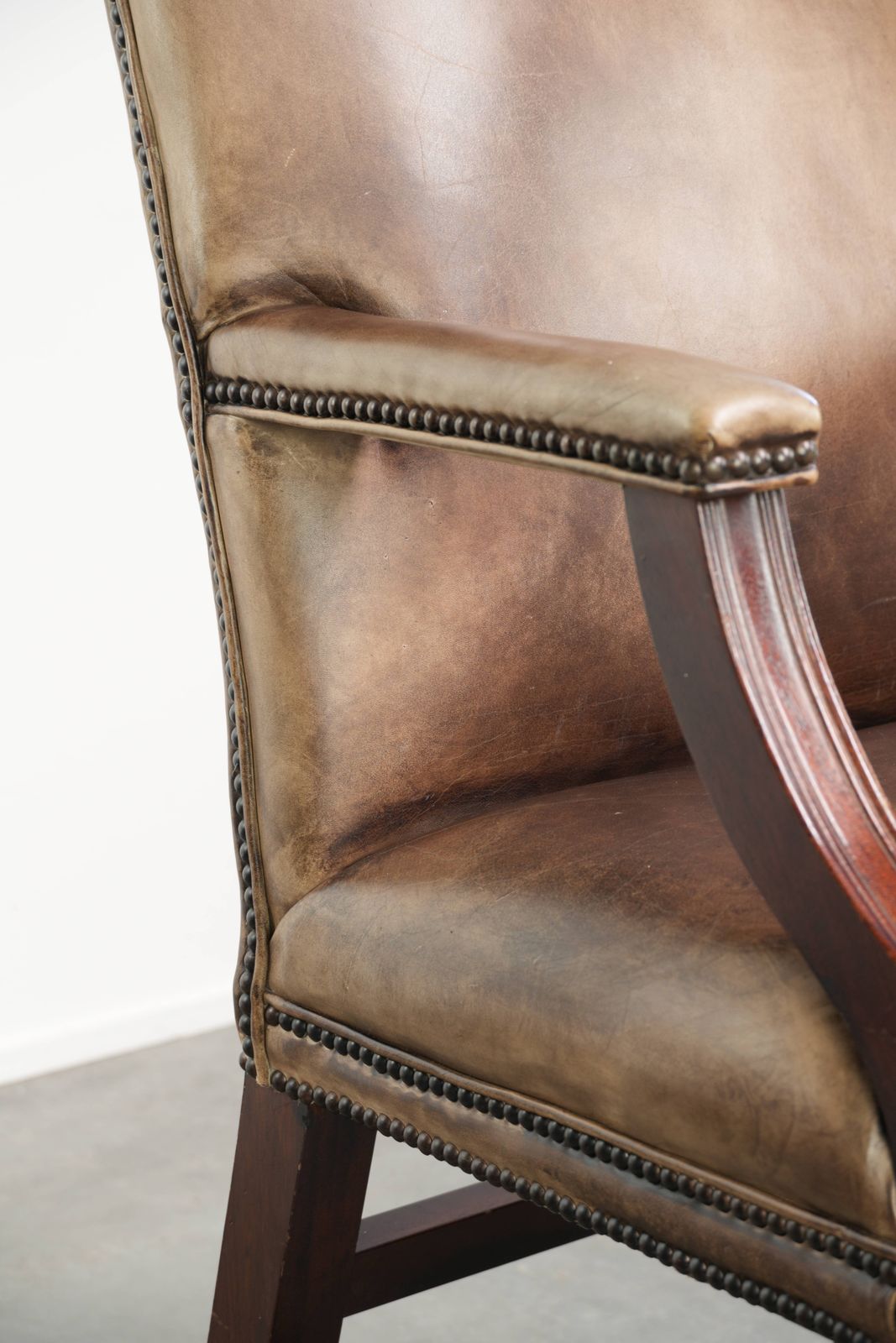 photo for sale 20th Century English Style Cowhide Leather Gainsborough Desk/Side Chair With A Luxurious Appearance